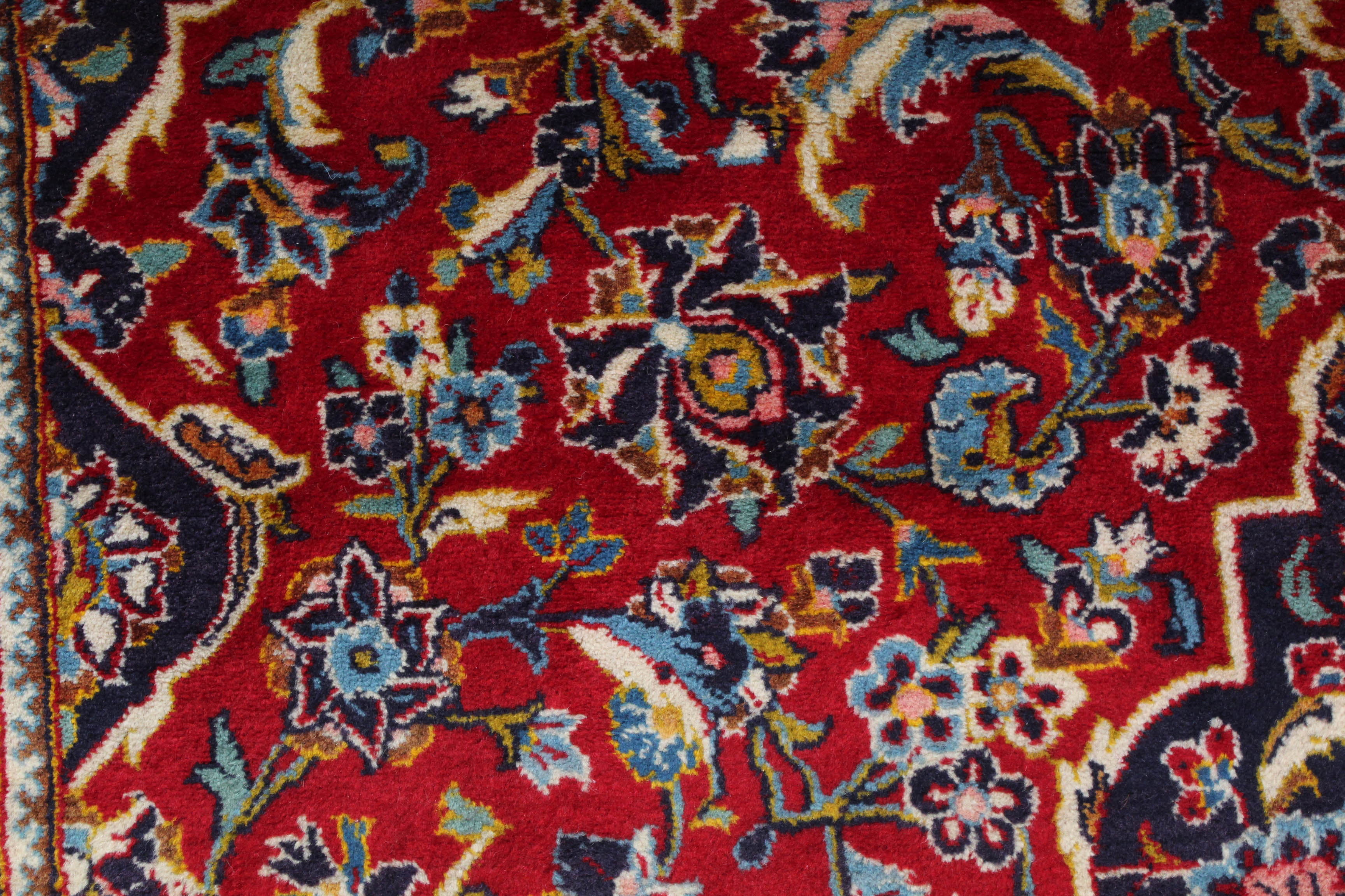 Semi-Antique Hand-Knotted Persian Kashan Room Sized Rug