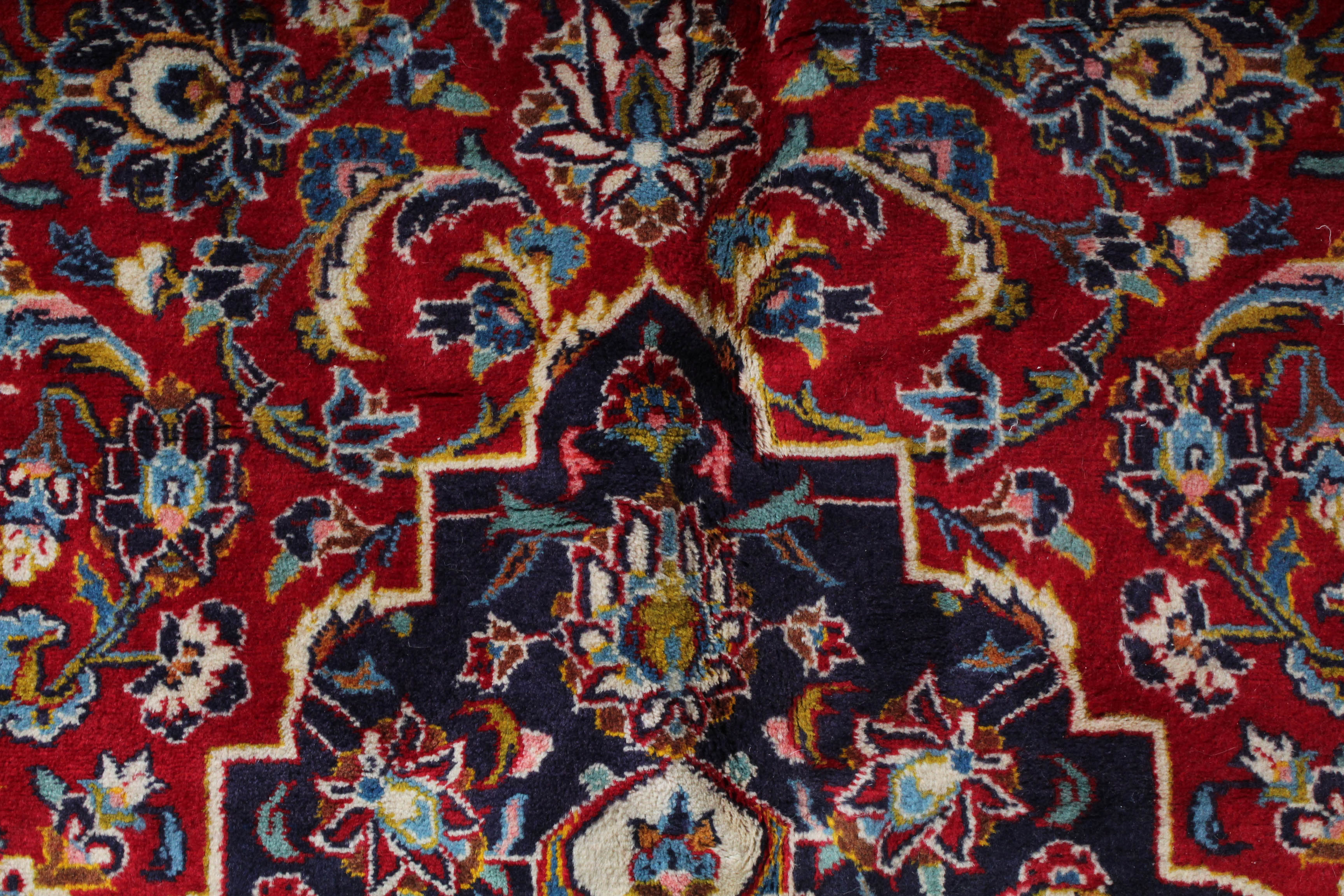 Semi-Antique Hand-Knotted Persian Kashan Room Sized Rug