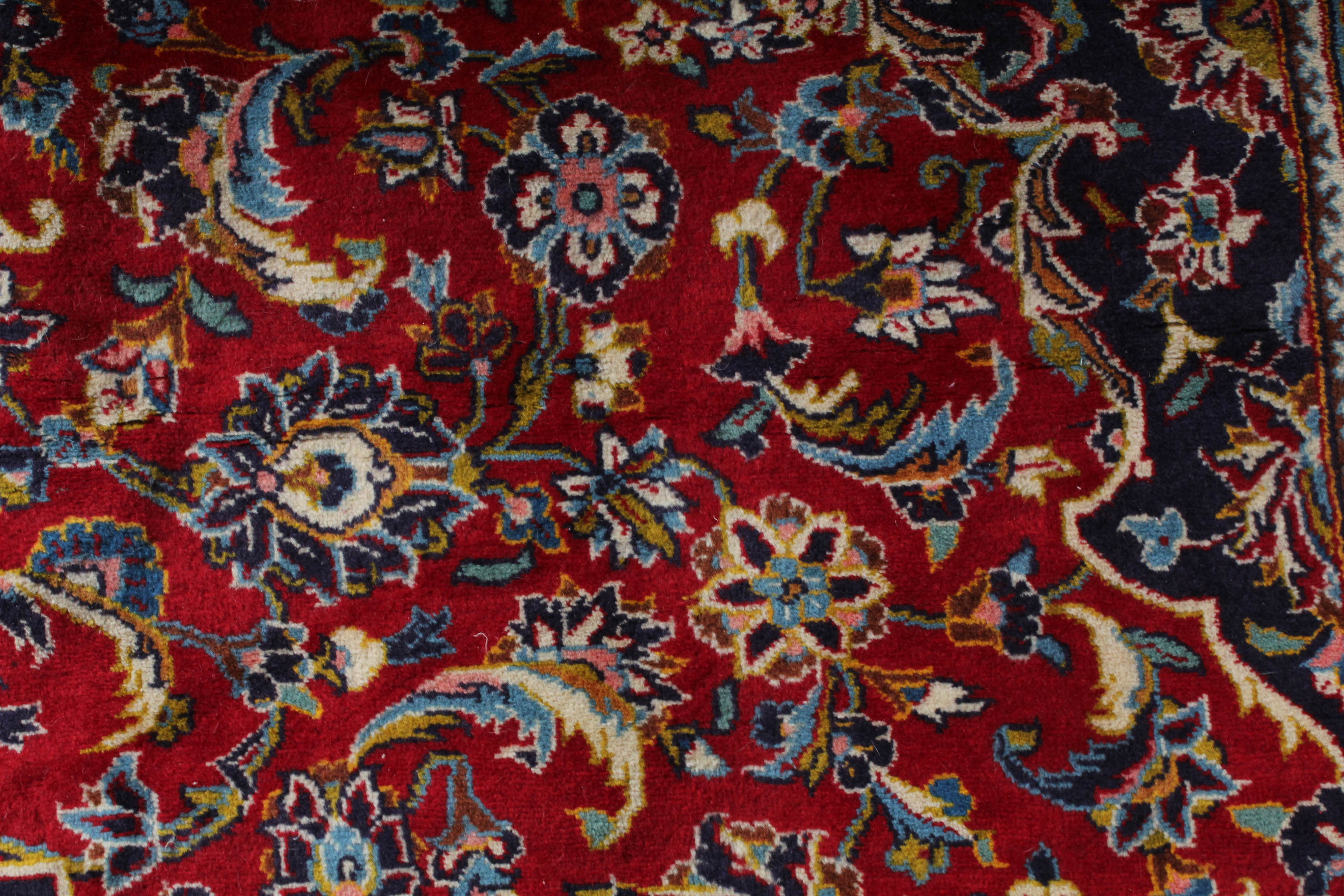 Semi-Antique Hand-Knotted Persian Kashan Room Sized Rug