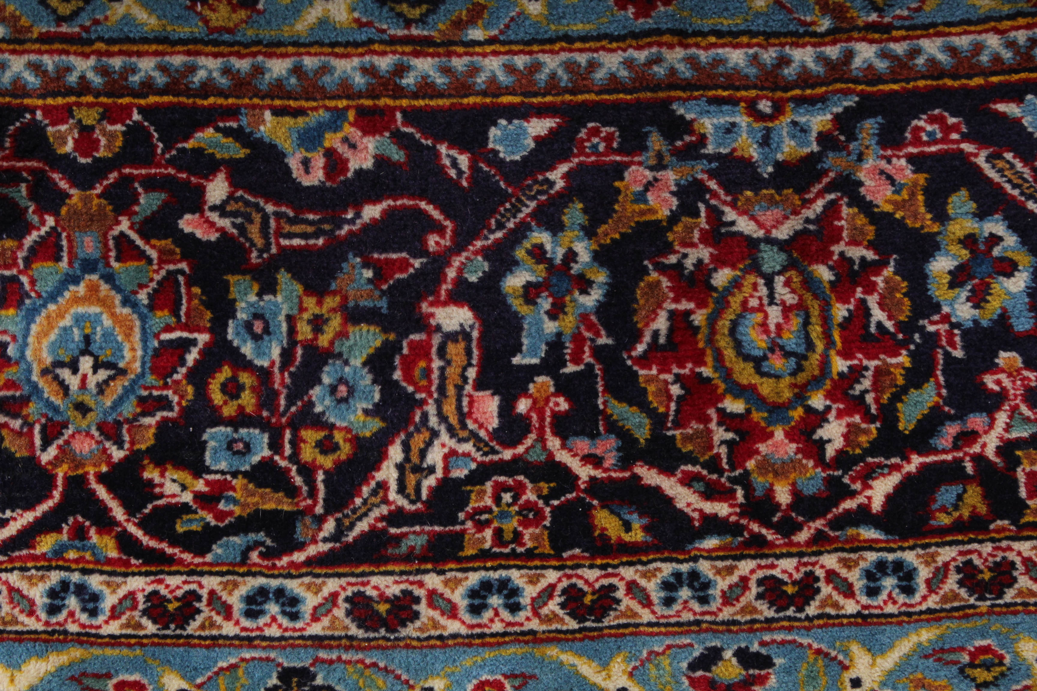 Semi-Antique Hand-Knotted Persian Kashan Room Sized Rug