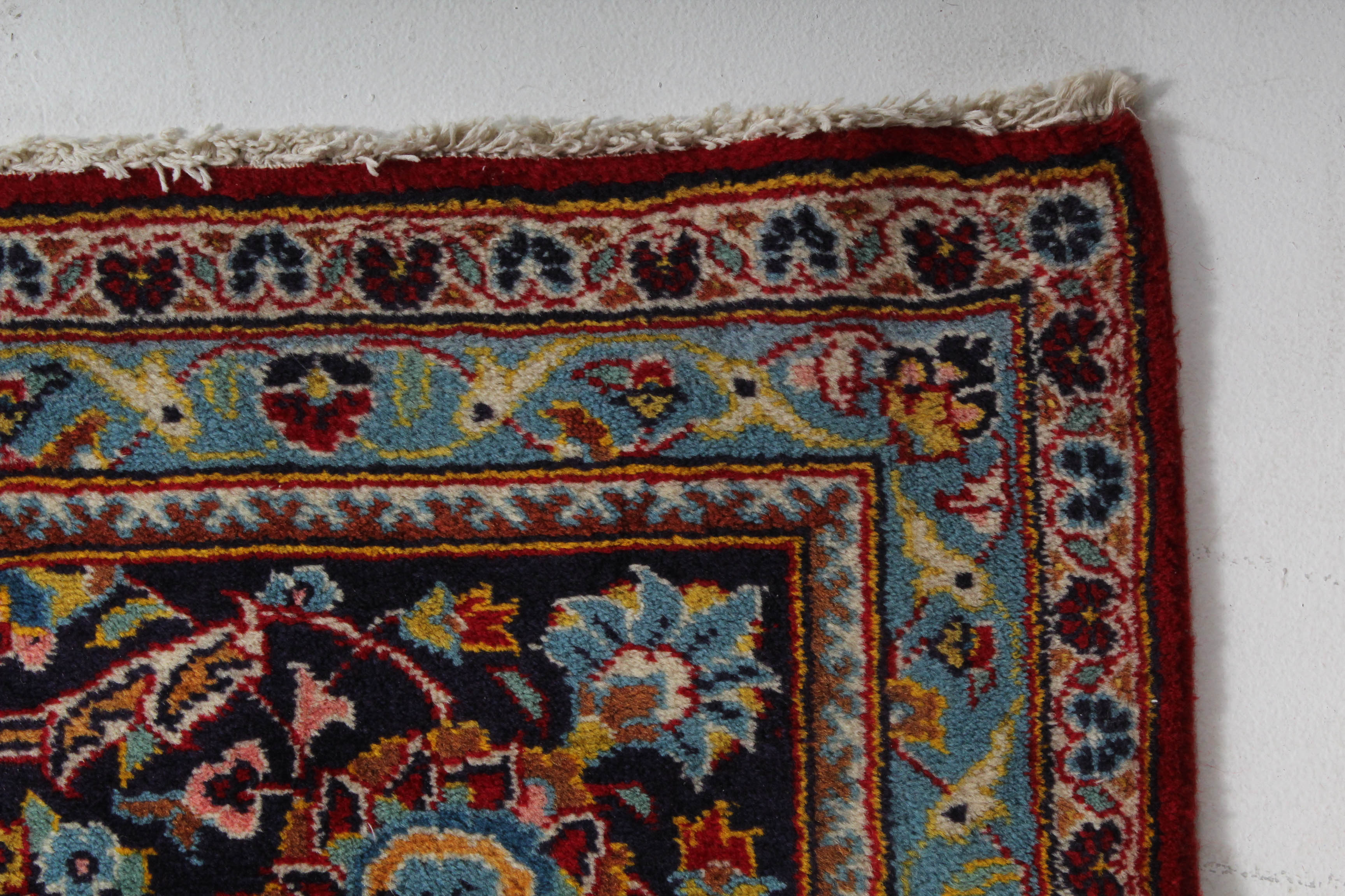 Semi-Antique Hand-Knotted Persian Kashan Room Sized Rug
