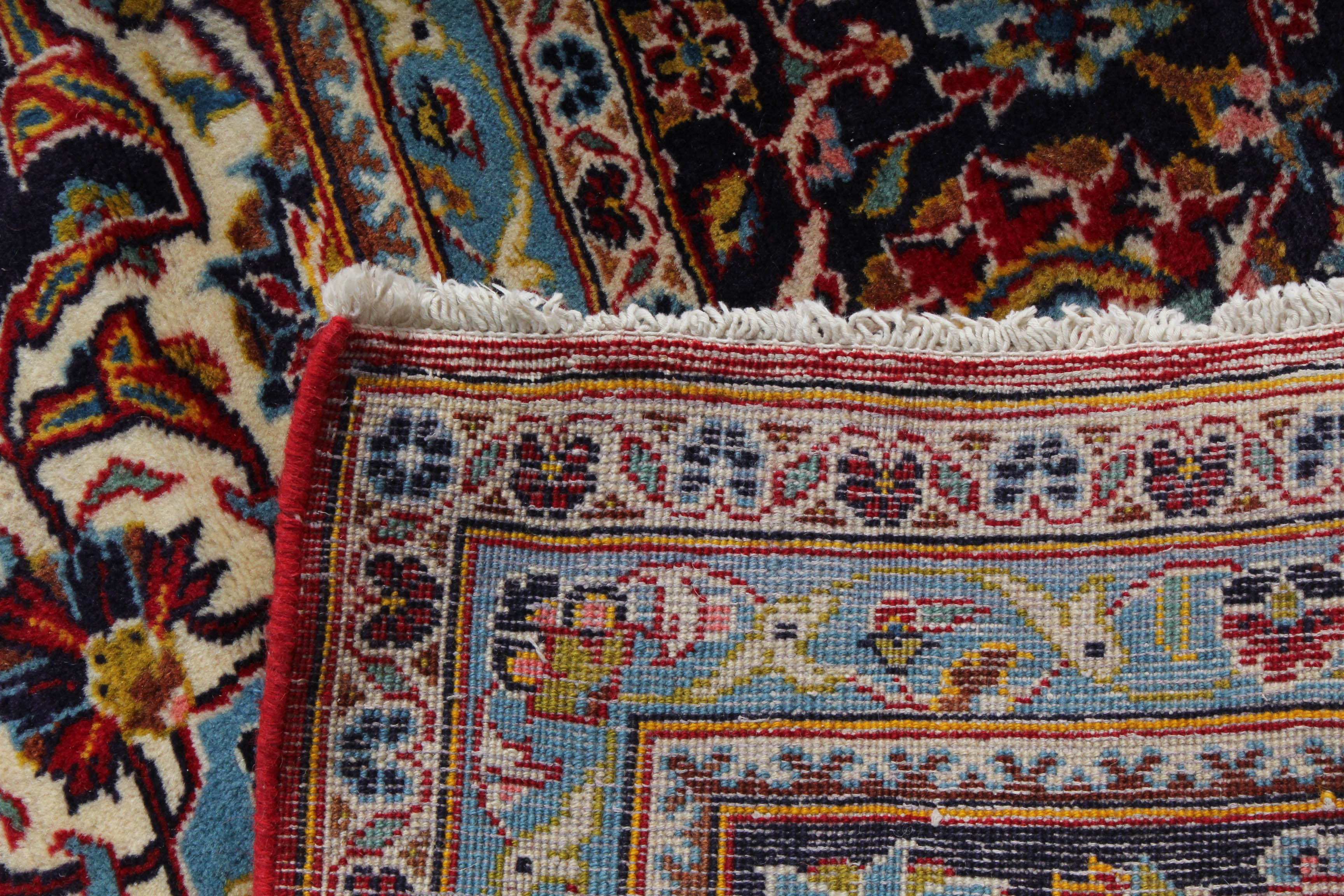 Semi-Antique Hand-Knotted Persian Kashan Room Sized Rug