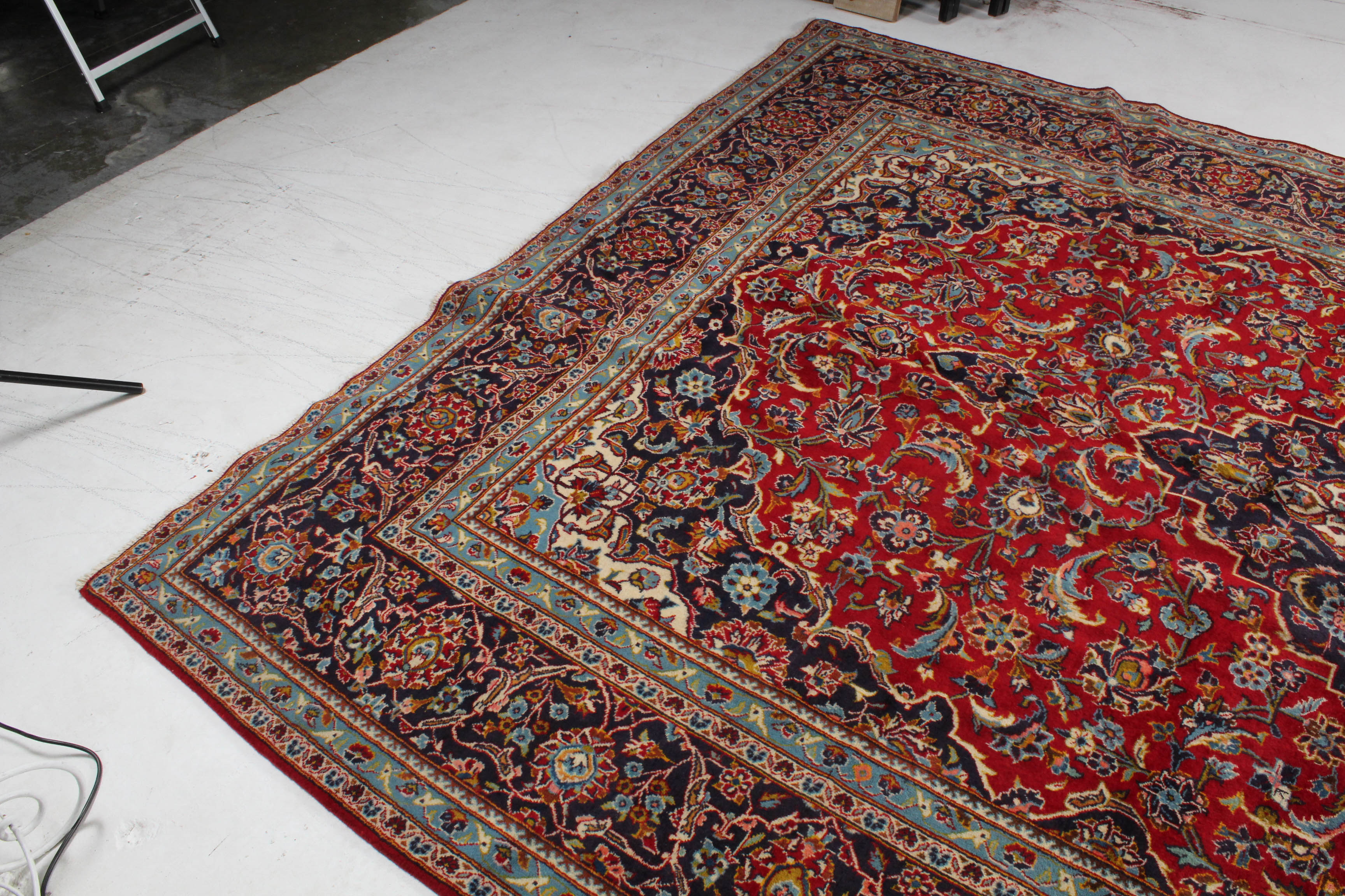 Semi-Antique Hand-Knotted Persian Kashan Room Sized Rug