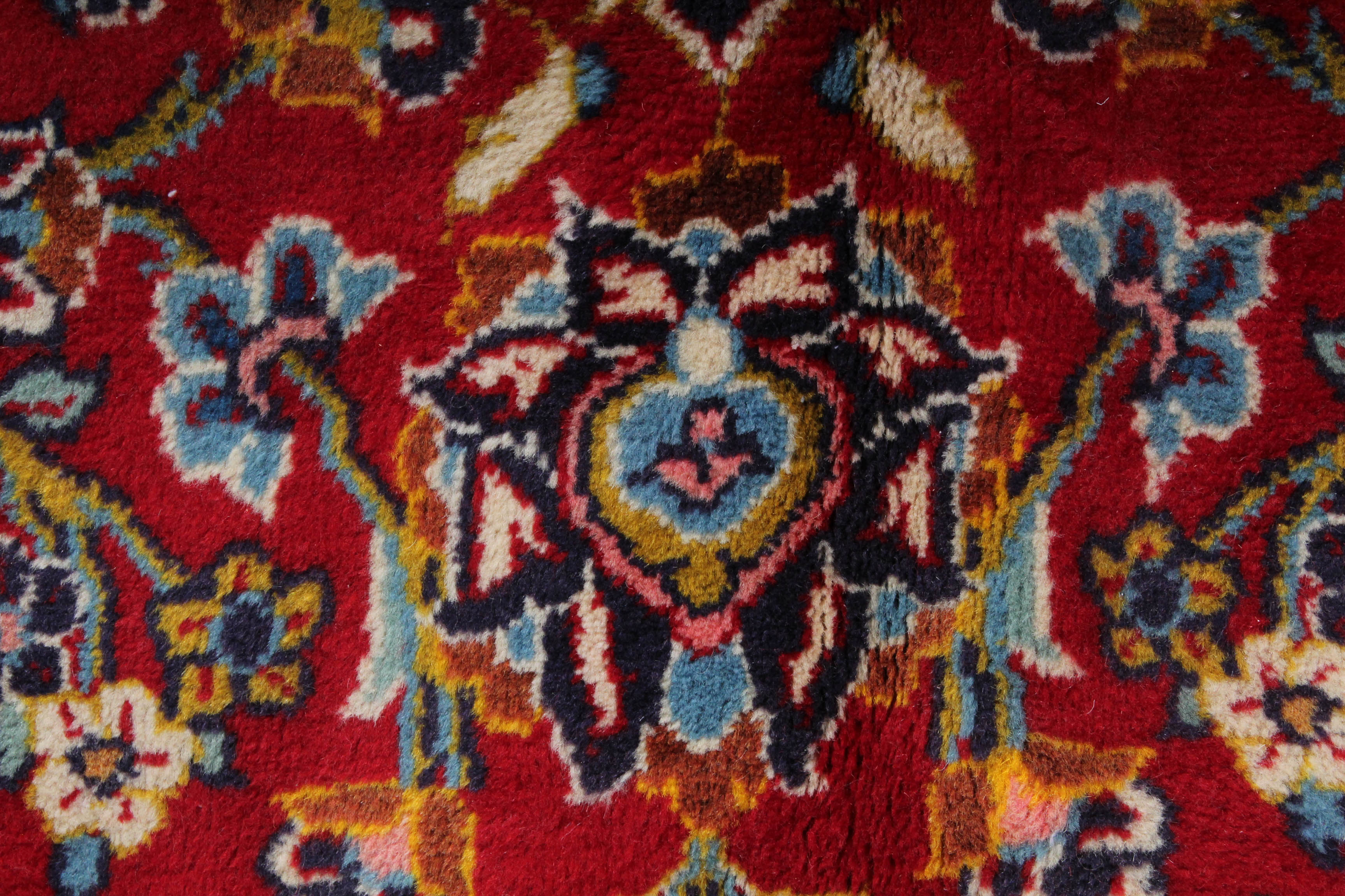 Semi-Antique Hand-Knotted Persian Kashan Room Sized Rug