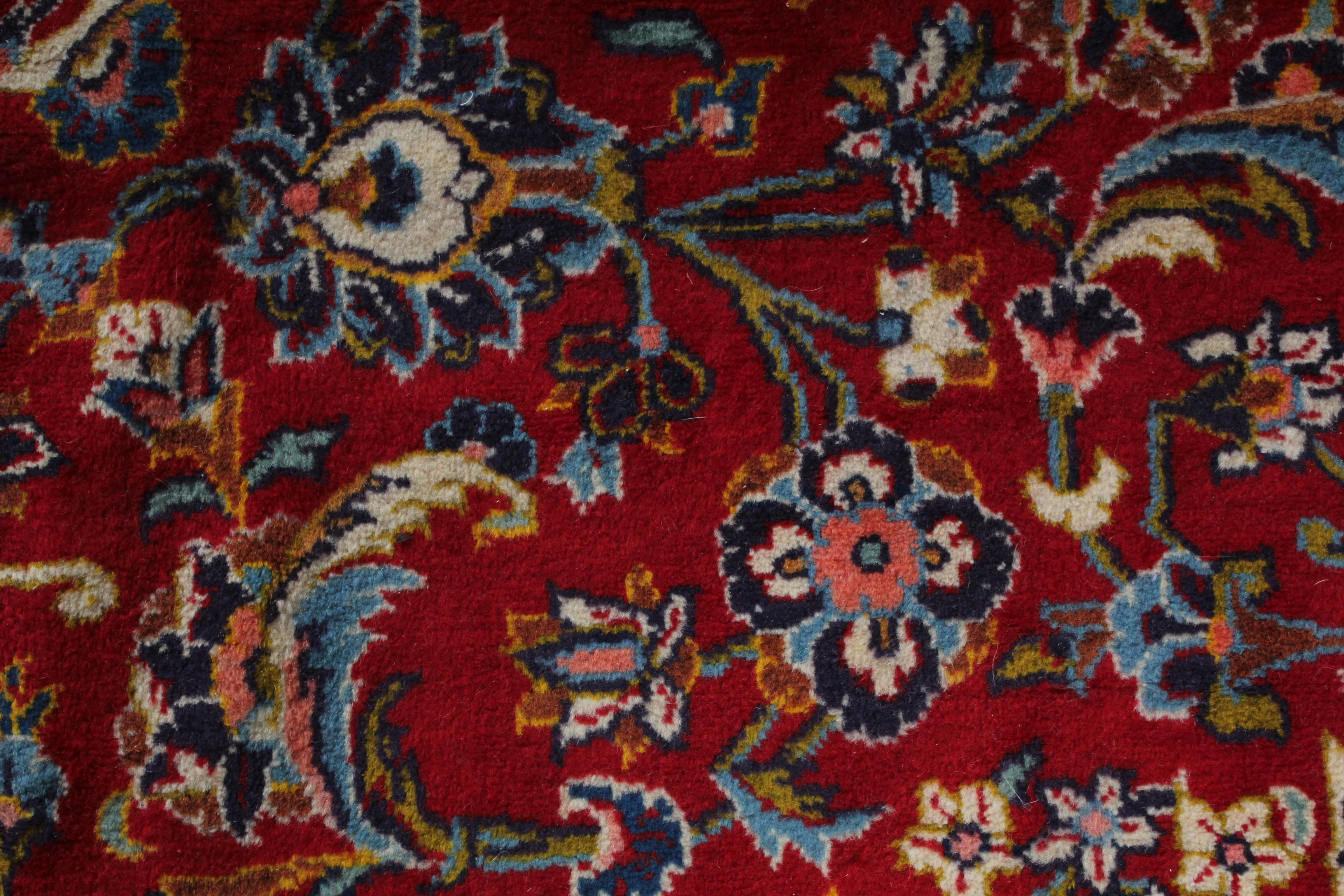 Semi-Antique Hand-Knotted Persian Kashan Room Sized Rug