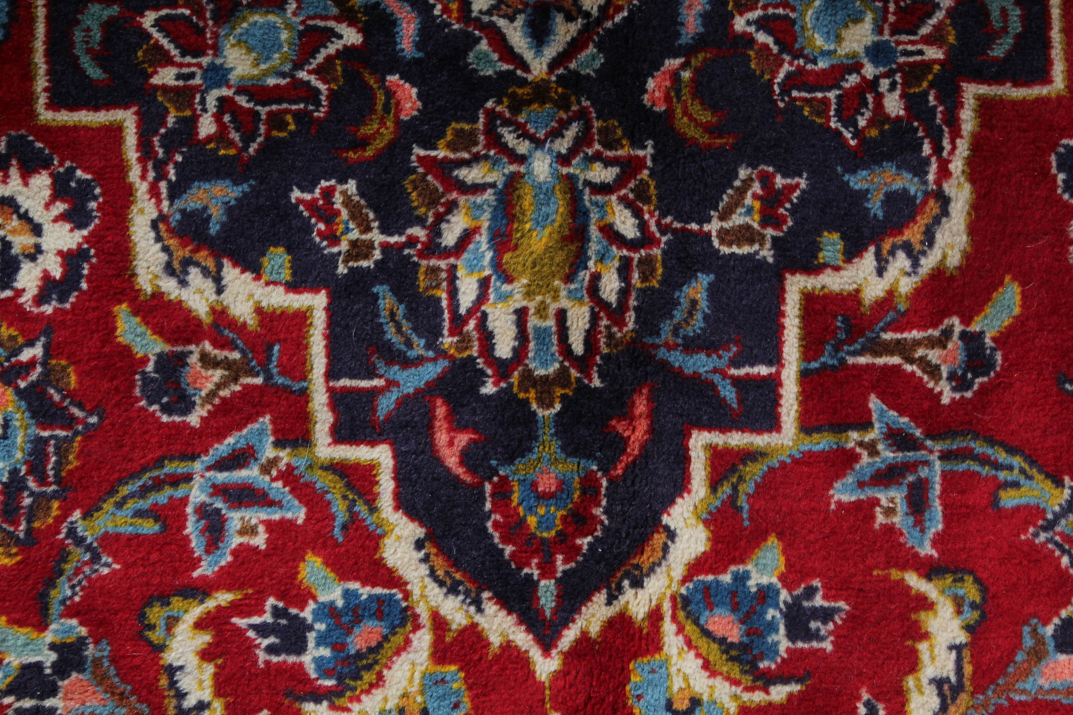 Semi-Antique Hand-Knotted Persian Kashan Room Sized Rug