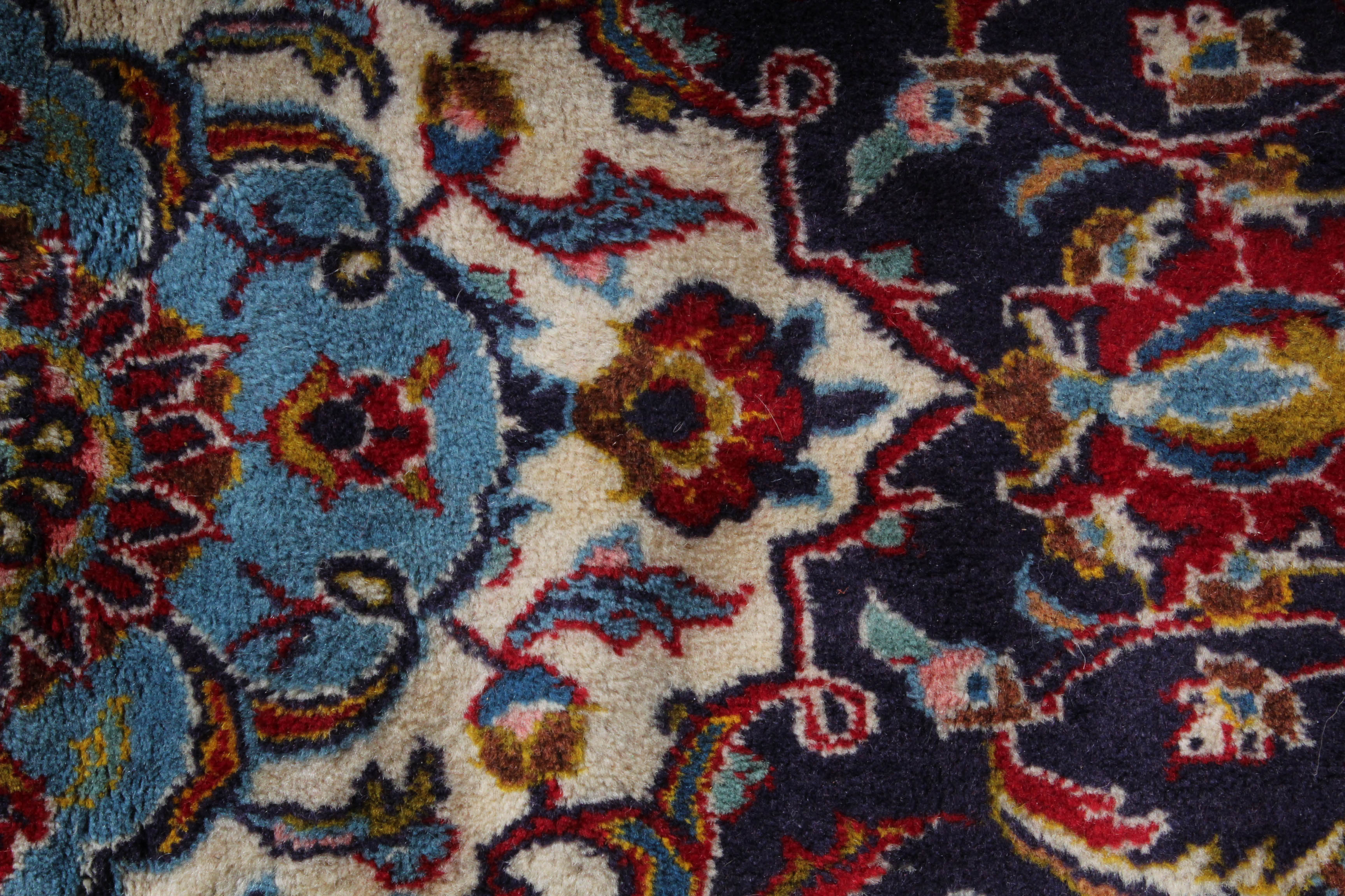 Semi-Antique Hand-Knotted Persian Kashan Room Sized Rug