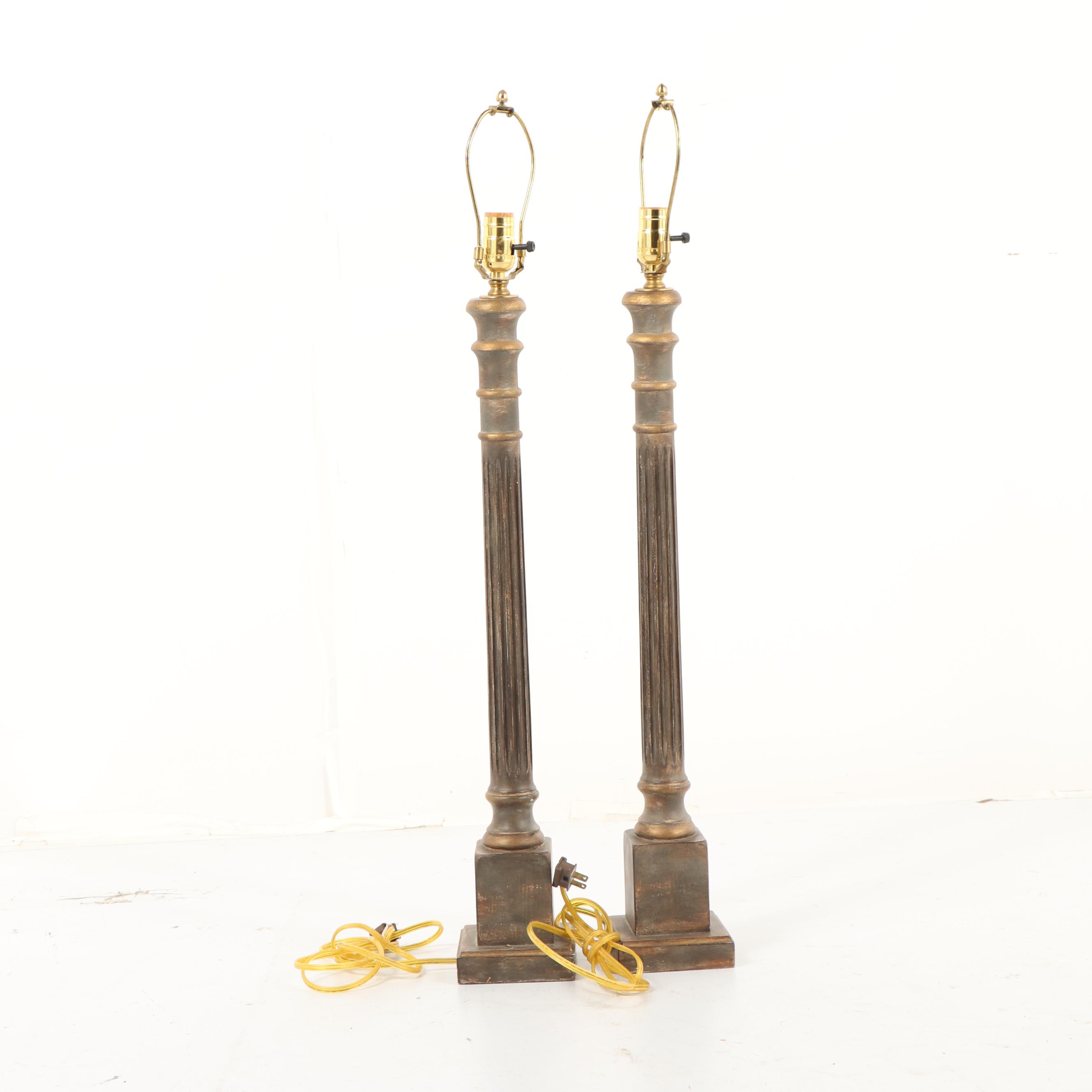 Columnar Table/Buffet Lamps with Gilt Accents