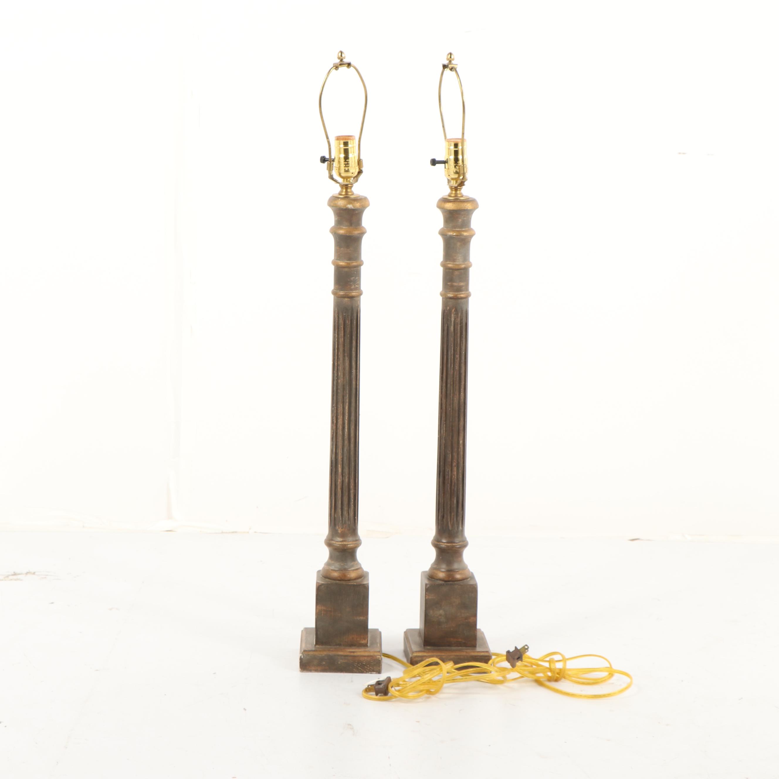 Columnar Table/Buffet Lamps with Gilt Accents
