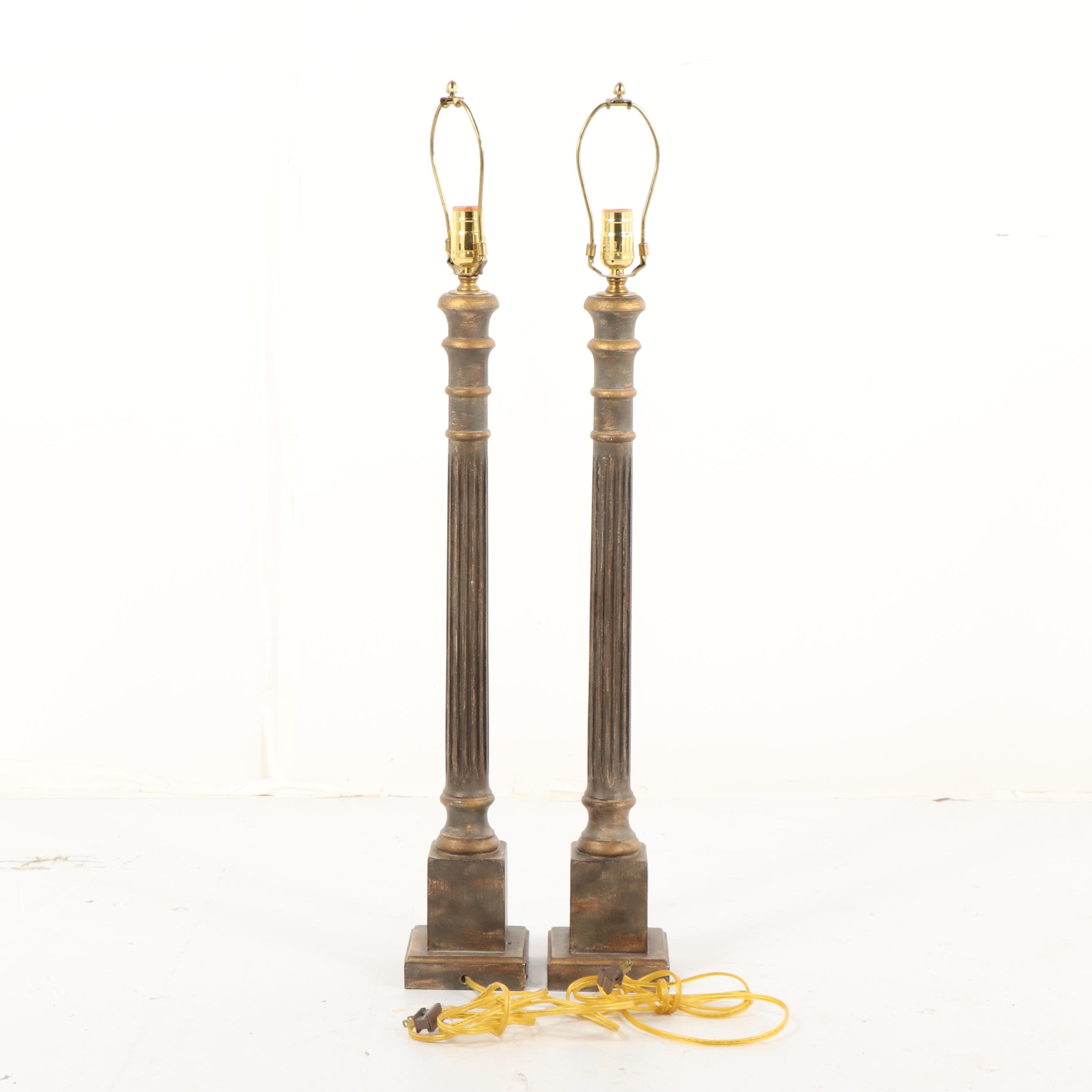 Columnar Table/Buffet Lamps with Gilt Accents