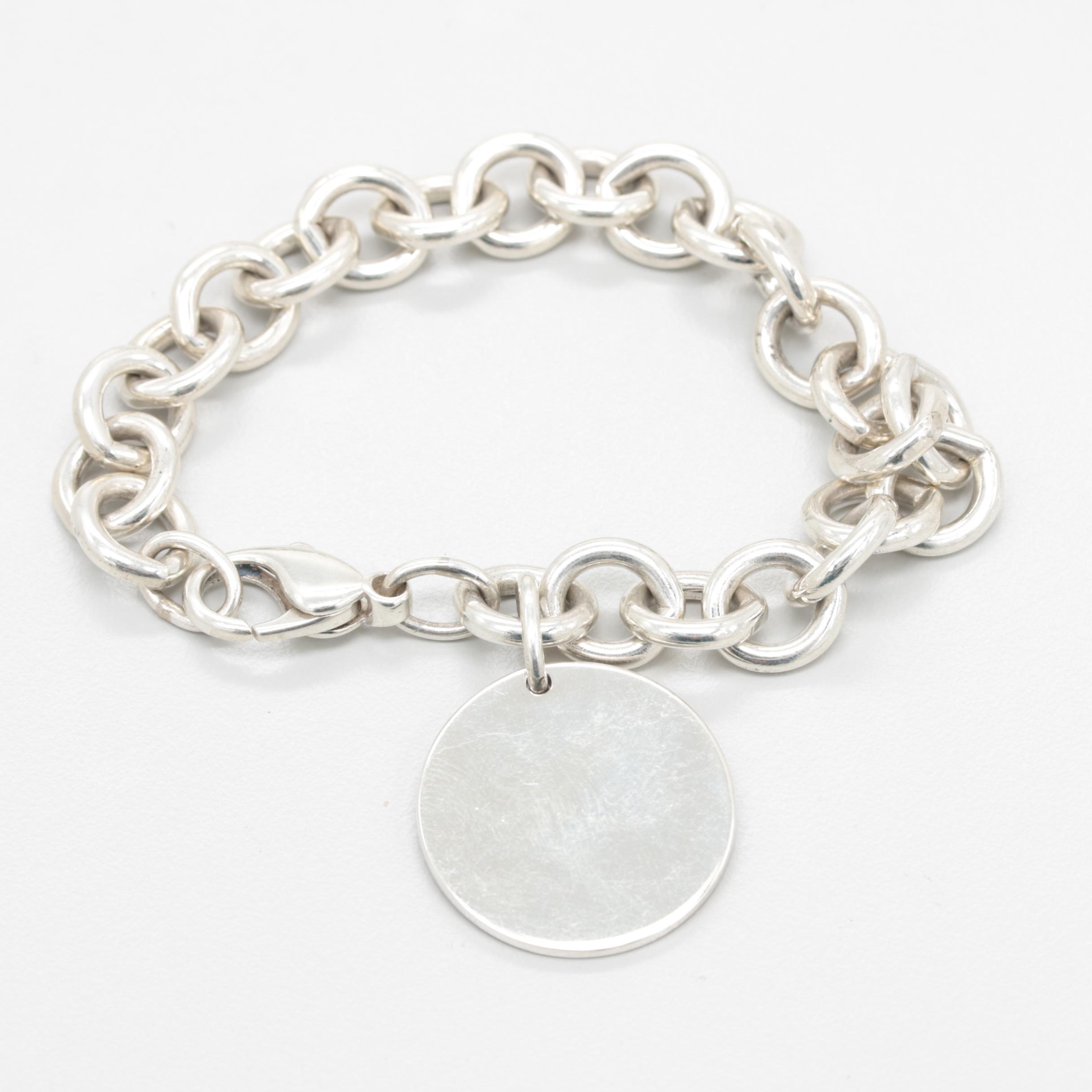 Tiffany & Co. Sterling Silver Rolo Bracelet with Charm