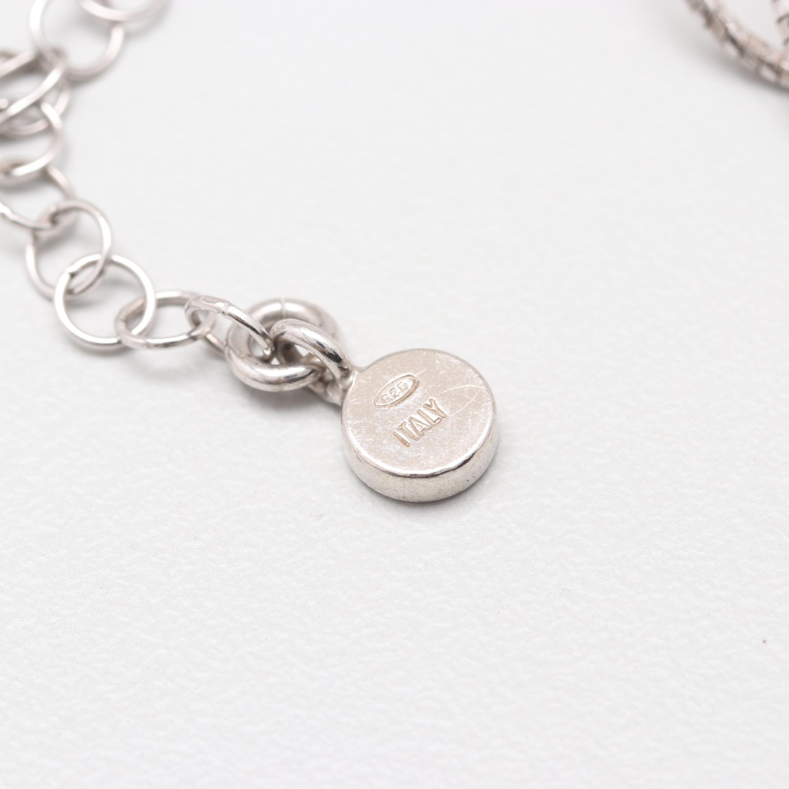 Sterling Silver Twisted Multi-Strand Necklace with Cubic Zirconia Slide Charm