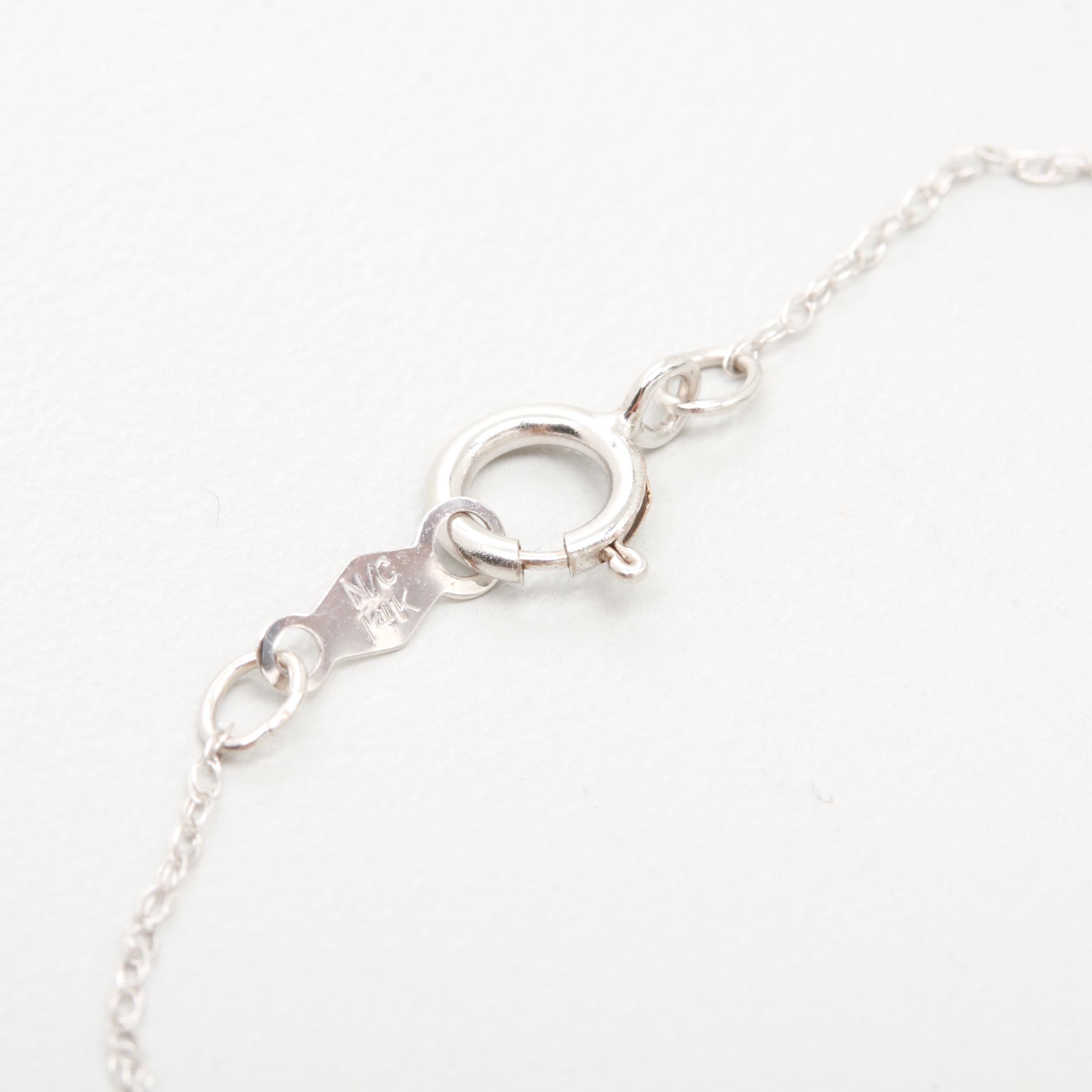 14K White Gold Diamond Openwork Heart Necklace