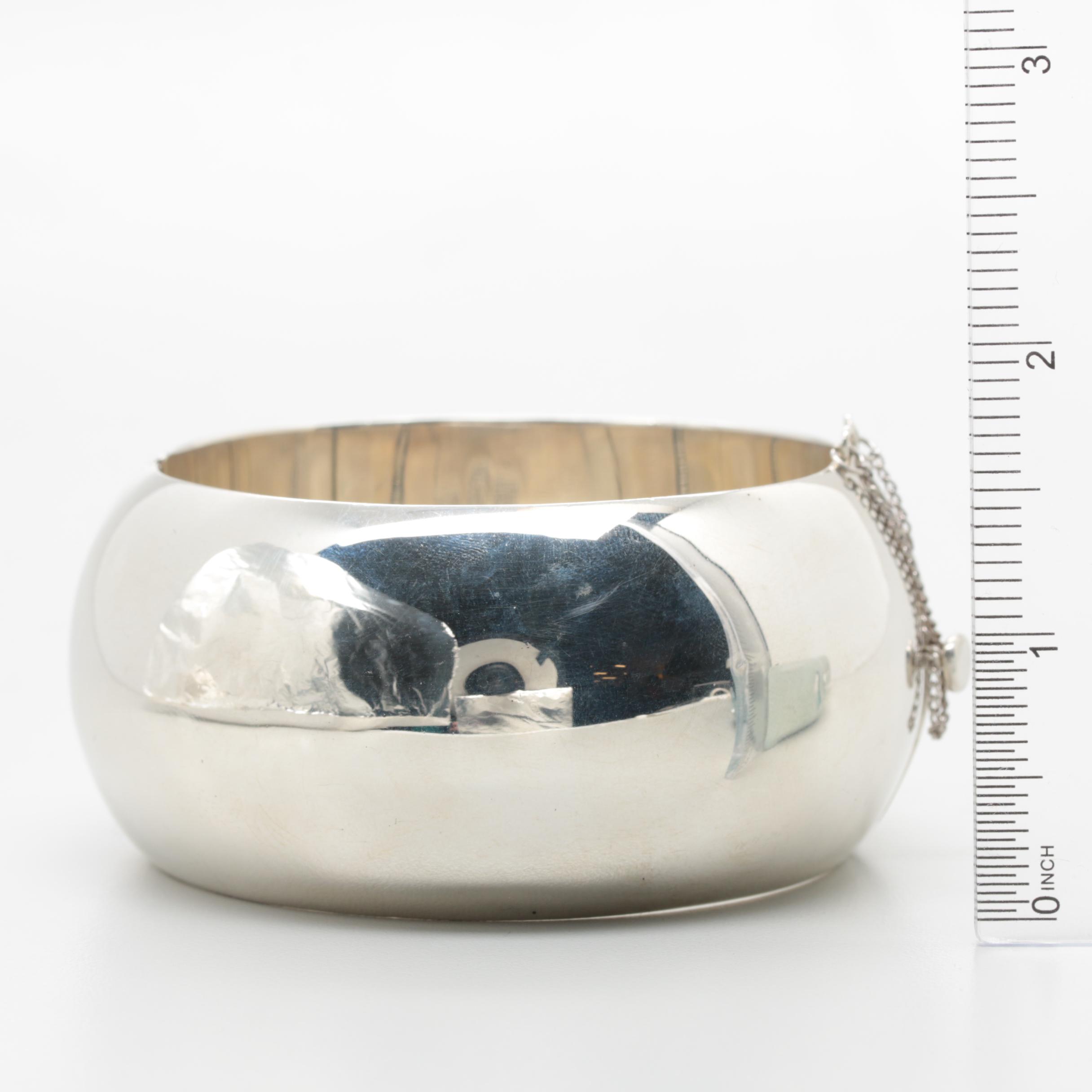 Sterling Silver Hinged Bangle Bracelet