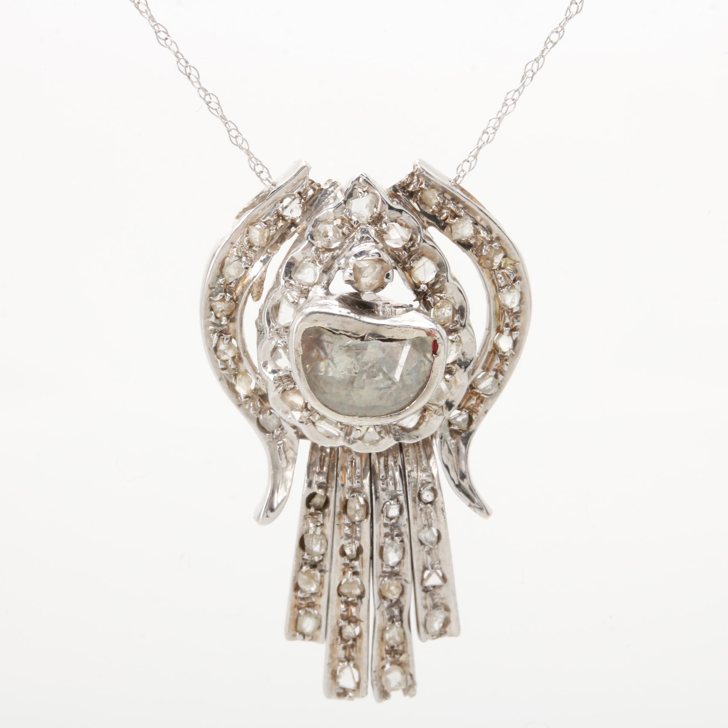 10K and 14K White Gold Diamond Necklace