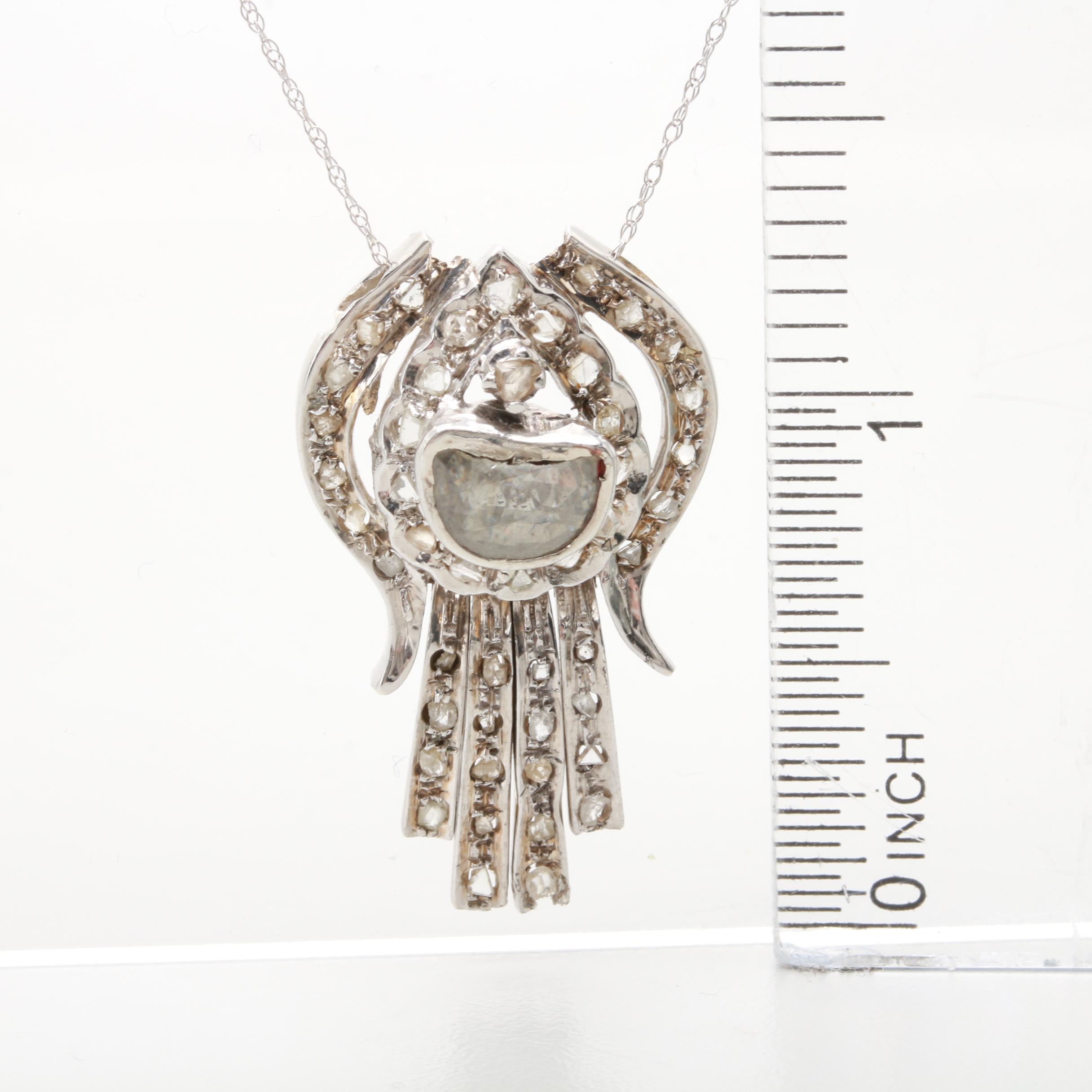 10K and 14K White Gold Diamond Necklace