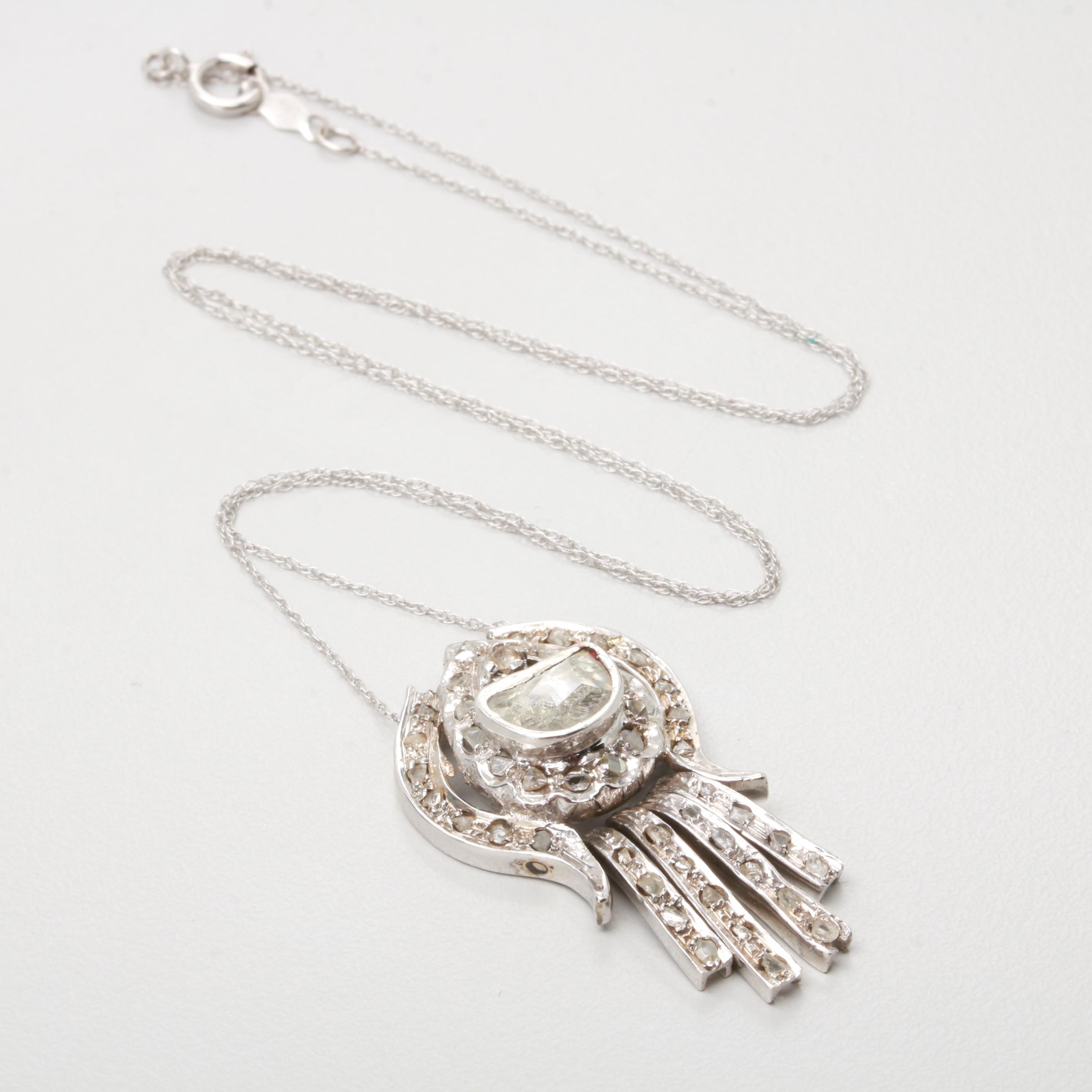 10K and 14K White Gold Diamond Necklace