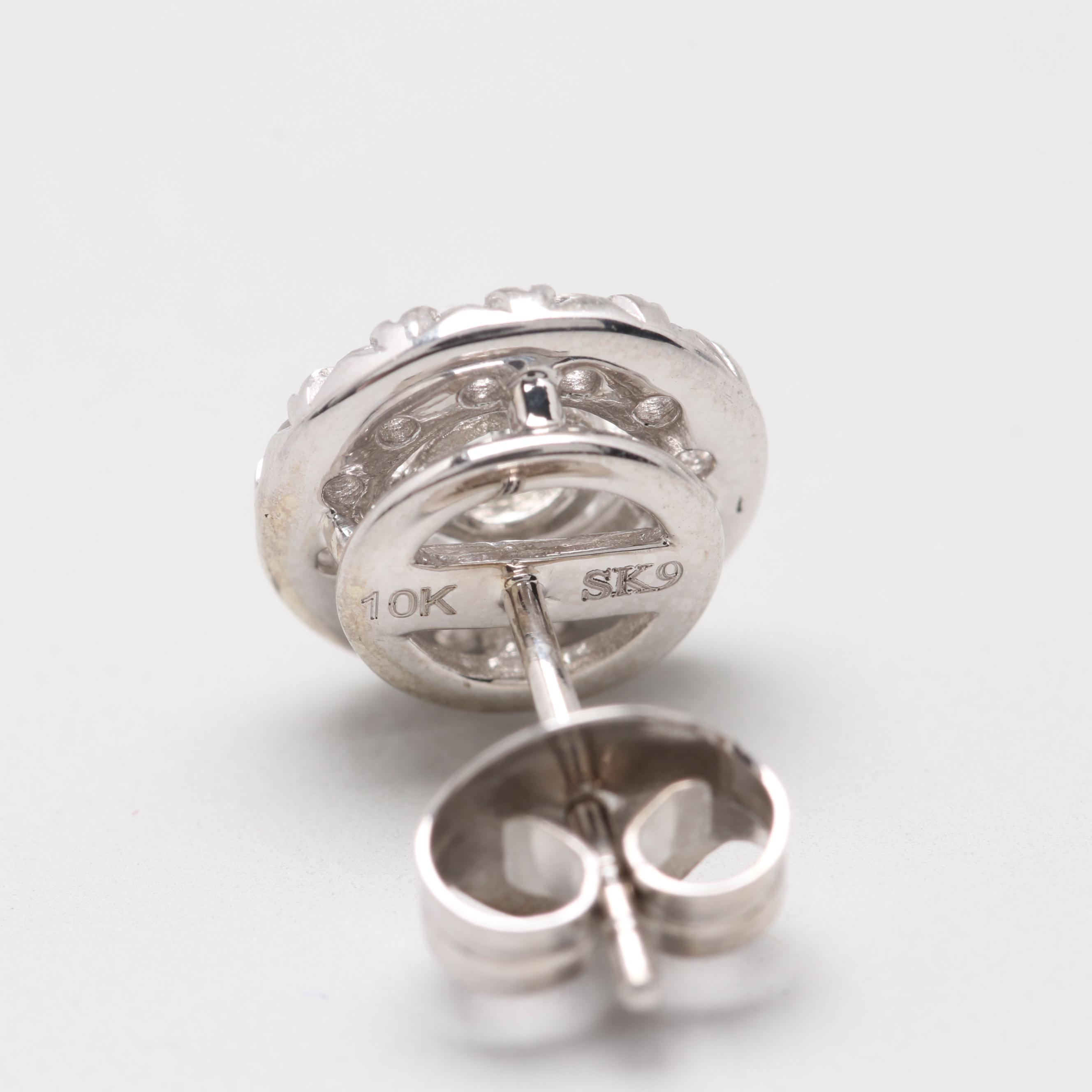 10K White Gold Diamond Earrings