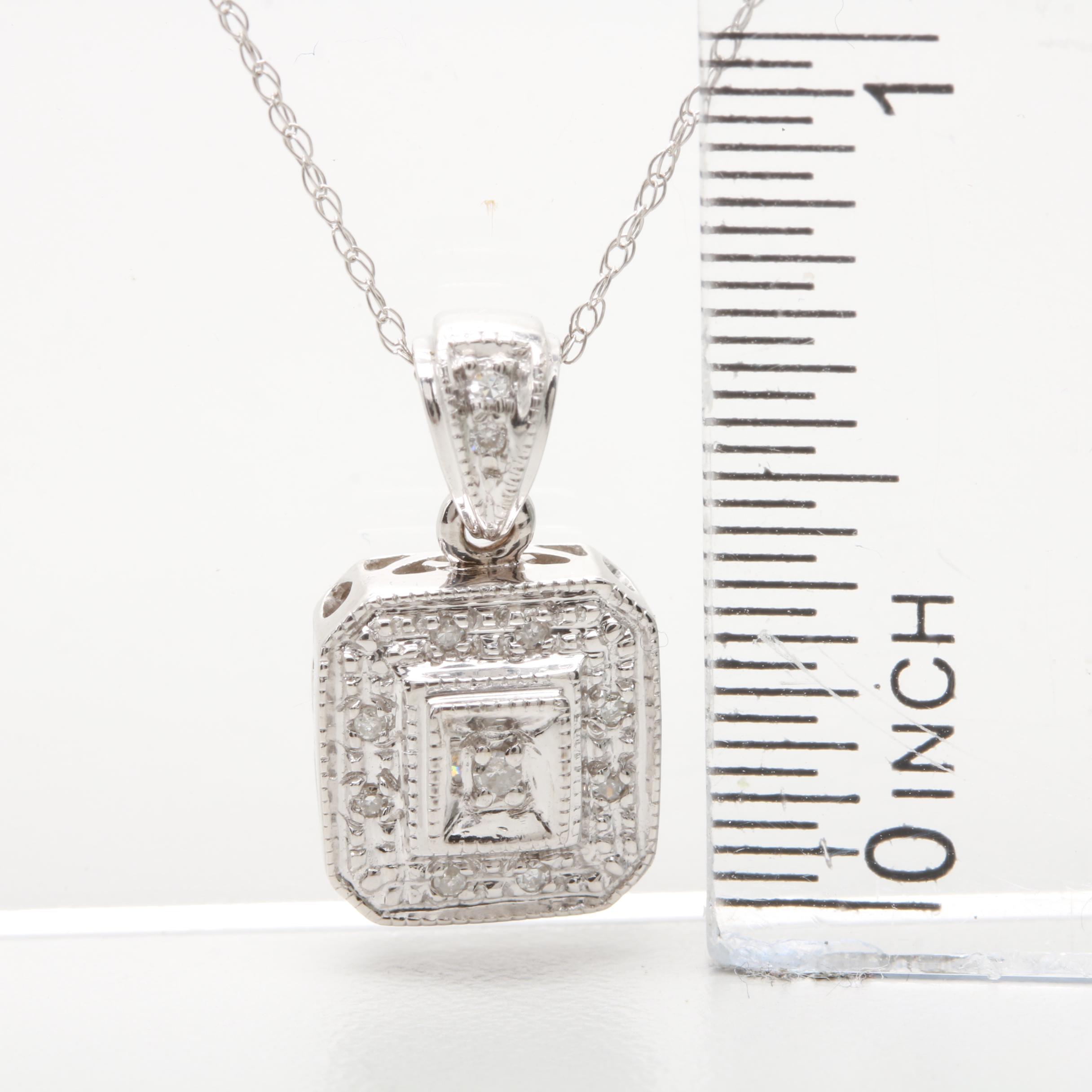 10K and 14K White Gold Diamond Necklace