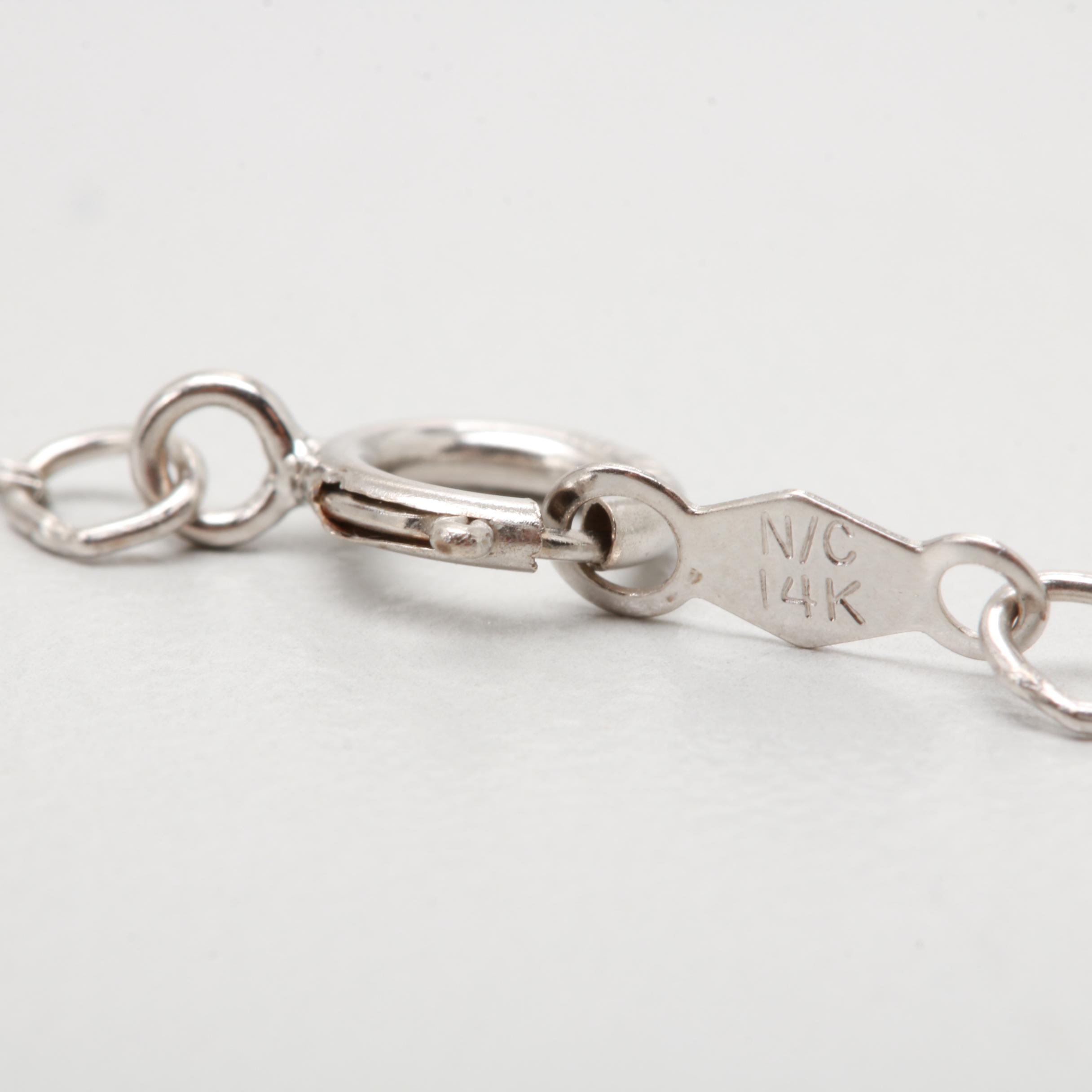 10K and 14K White Gold Diamond Necklace