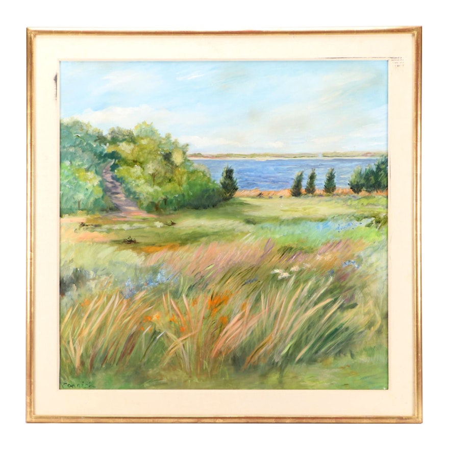 Connick Coastal Landscape Oil Painting