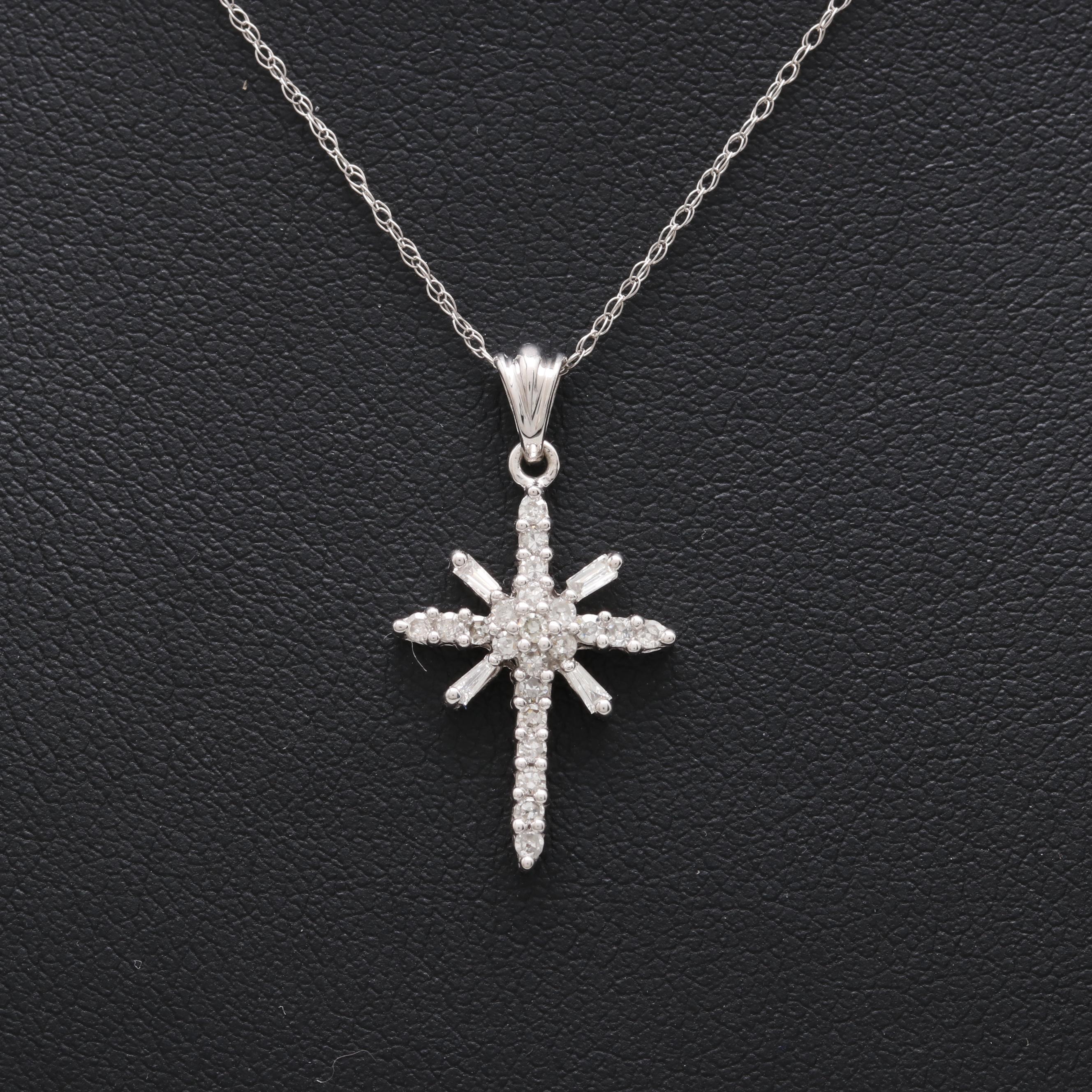 10K and 14K White Gold Diamond Necklace