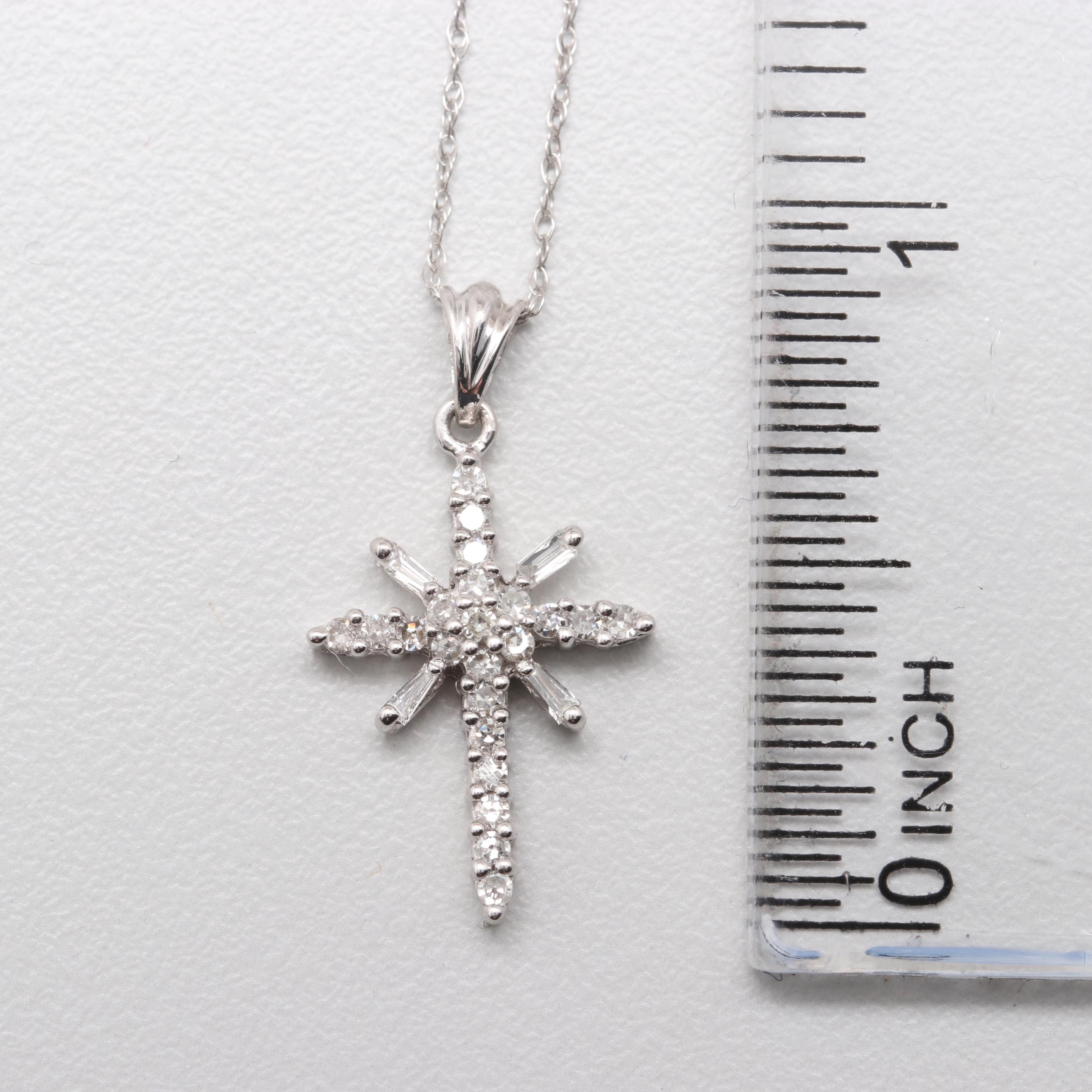 10K and 14K White Gold Diamond Necklace