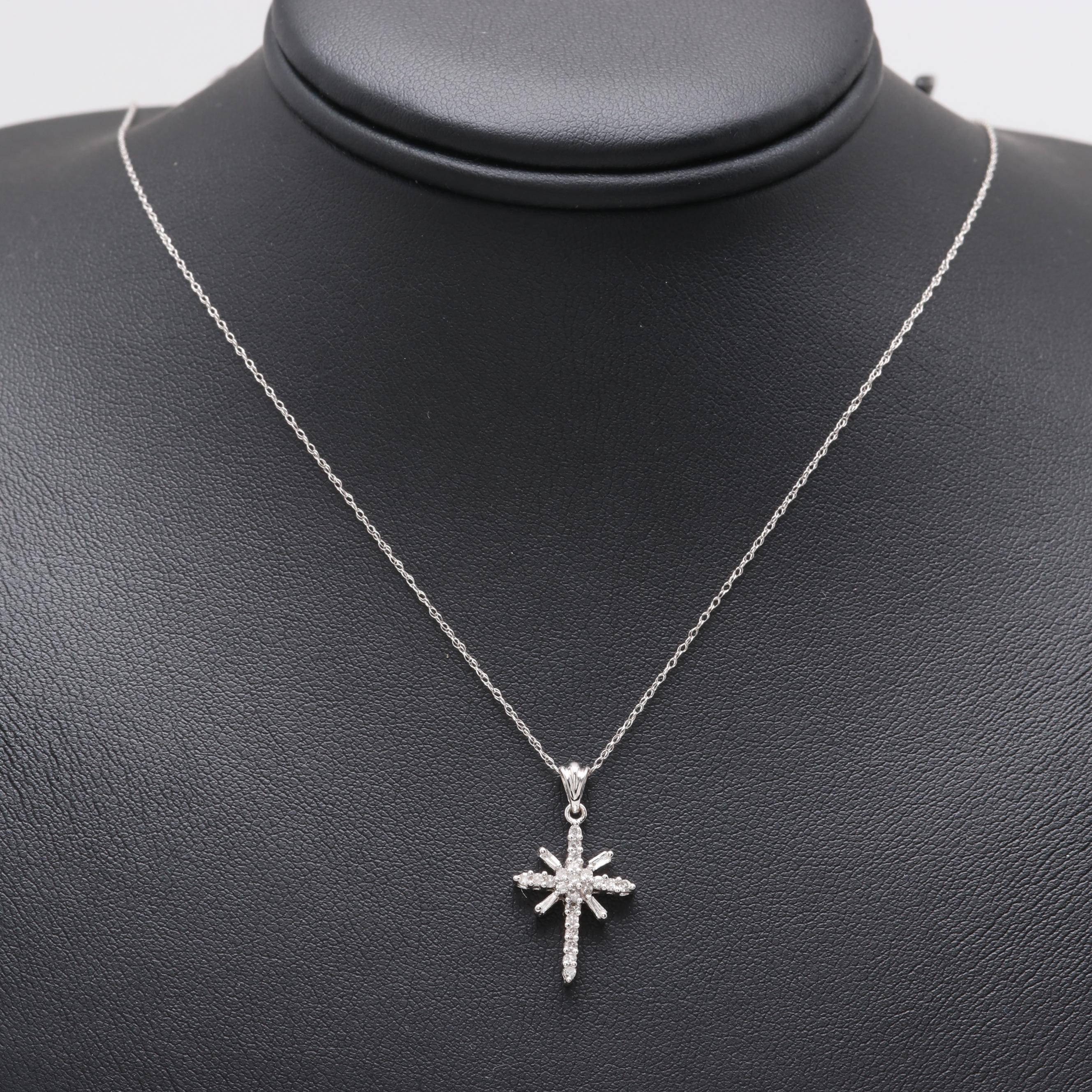 10K and 14K White Gold Diamond Necklace