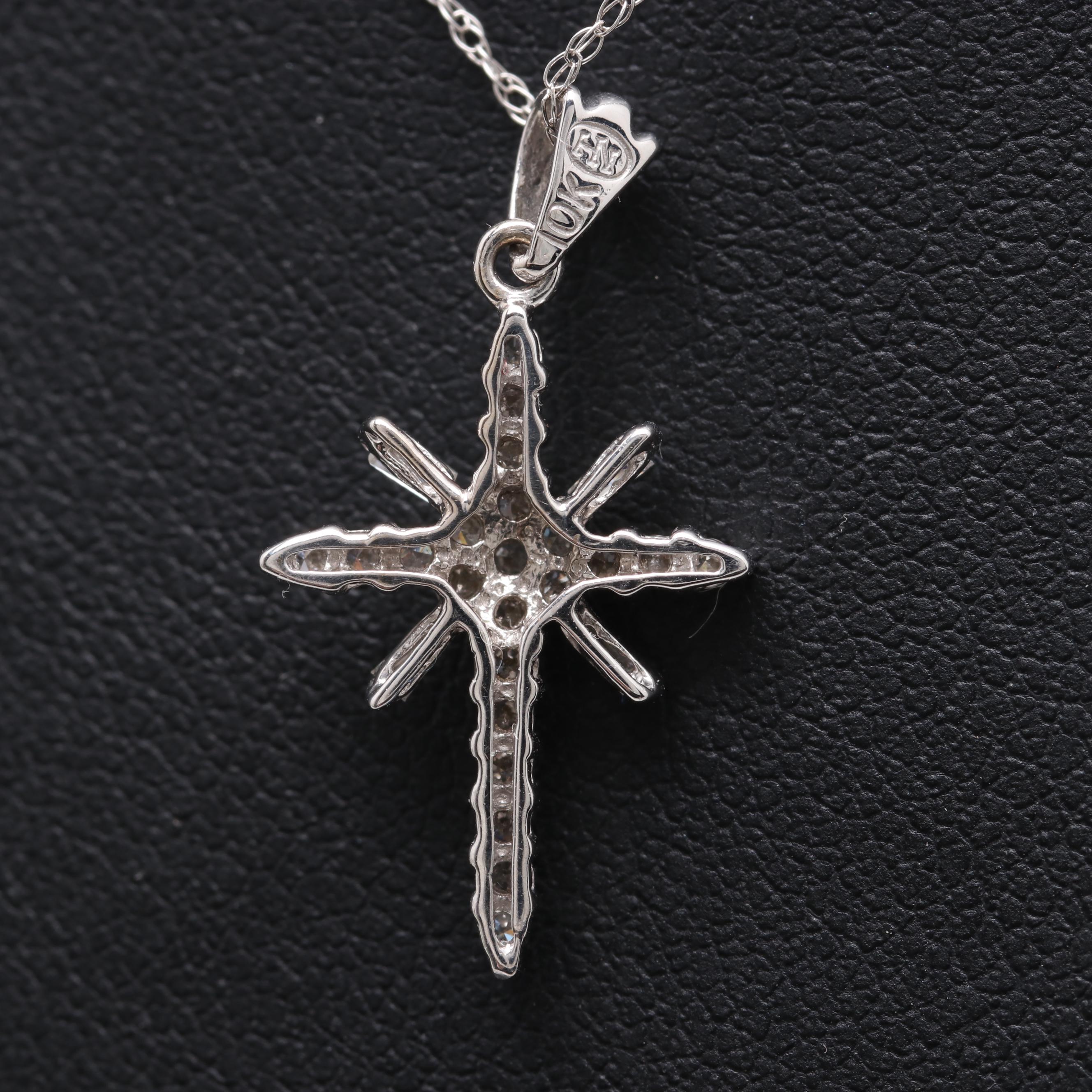 10K and 14K White Gold Diamond Necklace