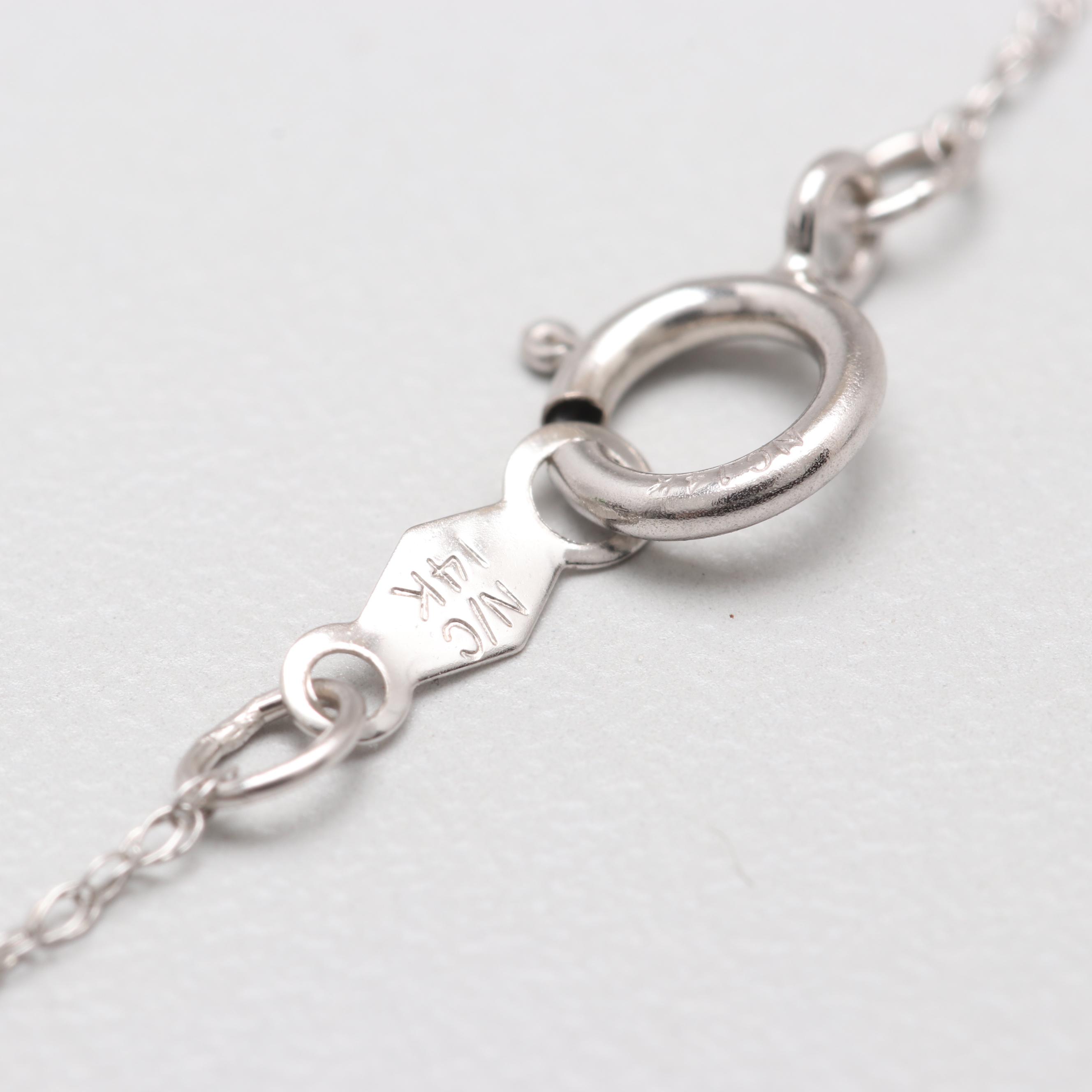 10K and 14K White Gold Diamond Necklace