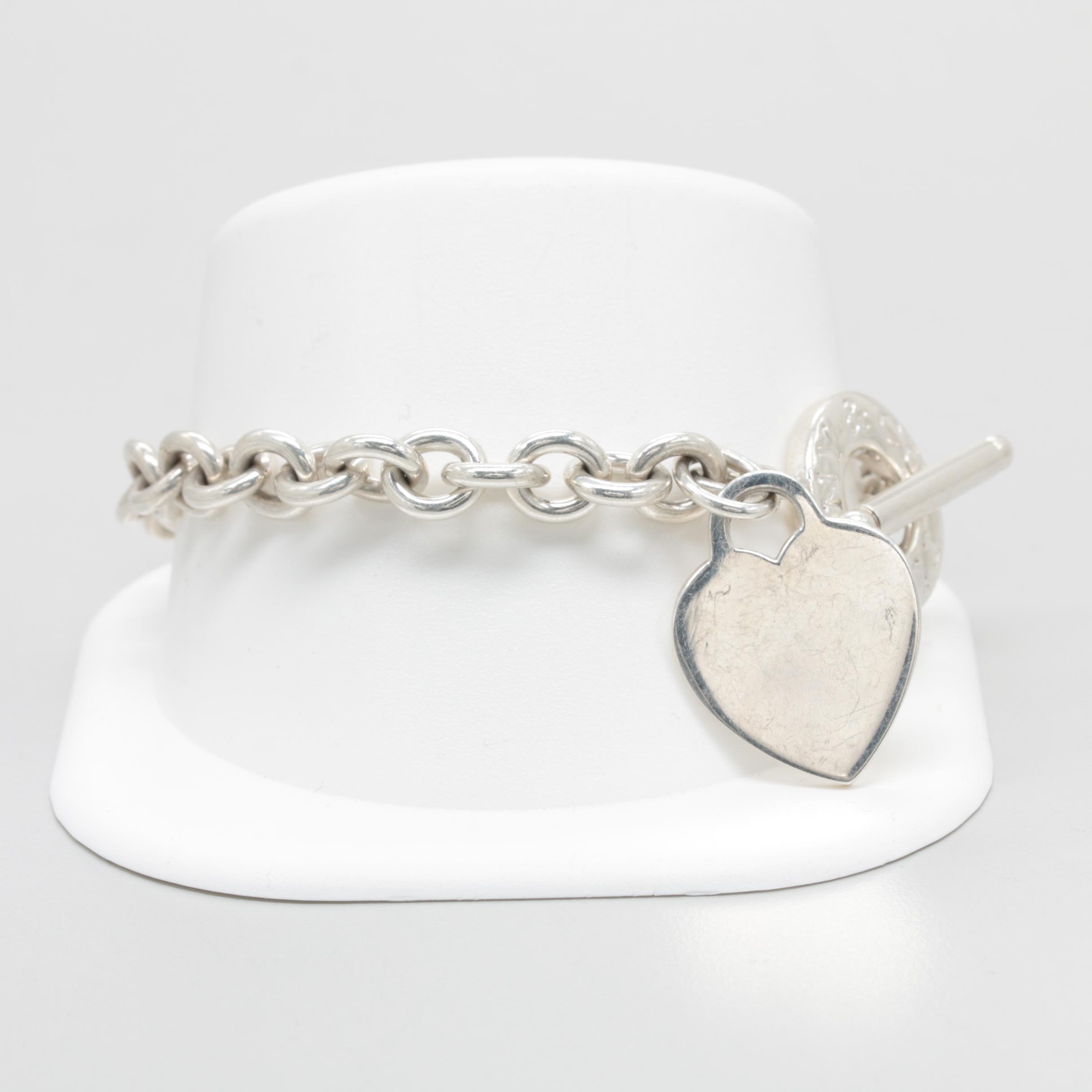 Retired Tiffany & Co. Sterling Silver Heart Charm Bracelet