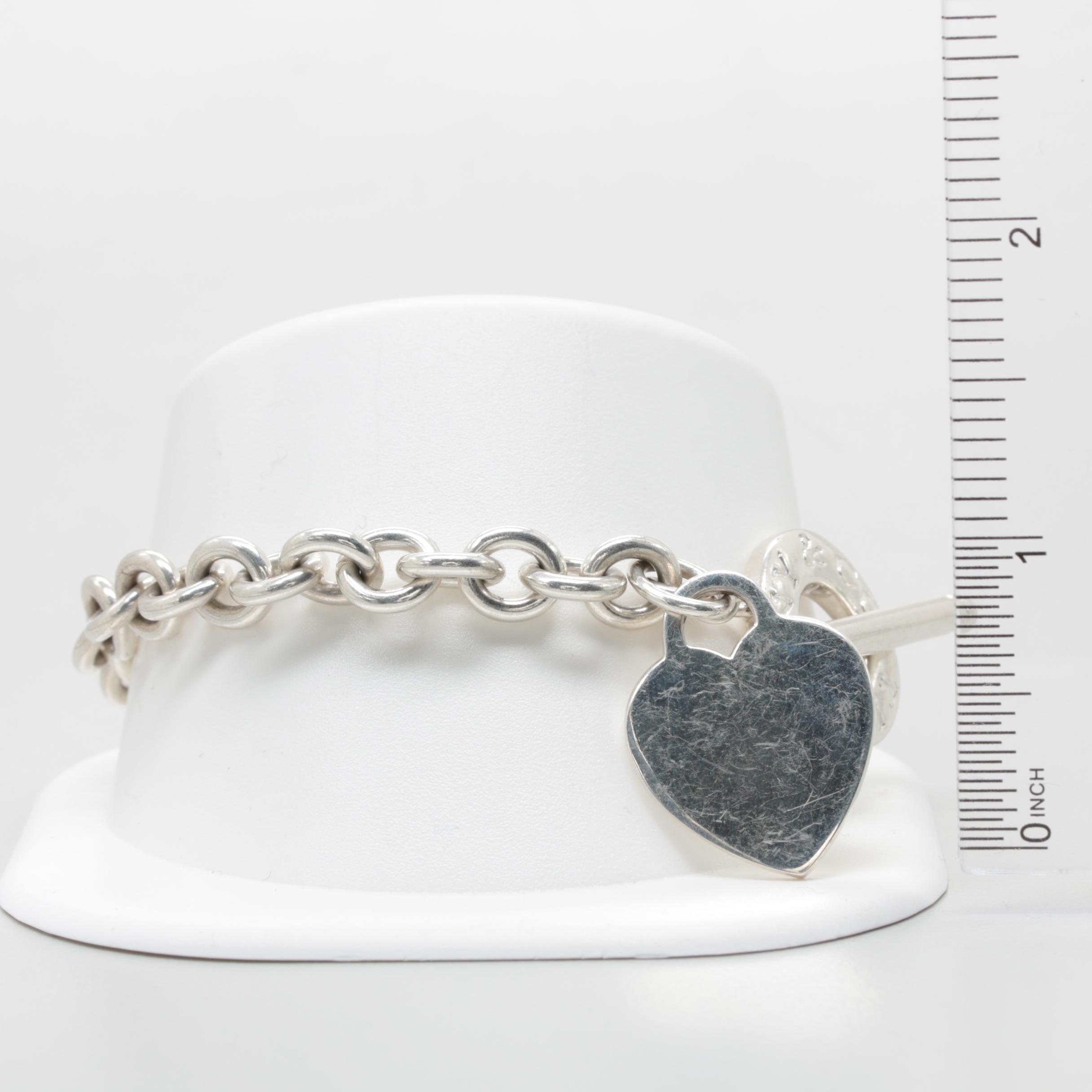 Retired Tiffany & Co. Sterling Silver Heart Charm Bracelet