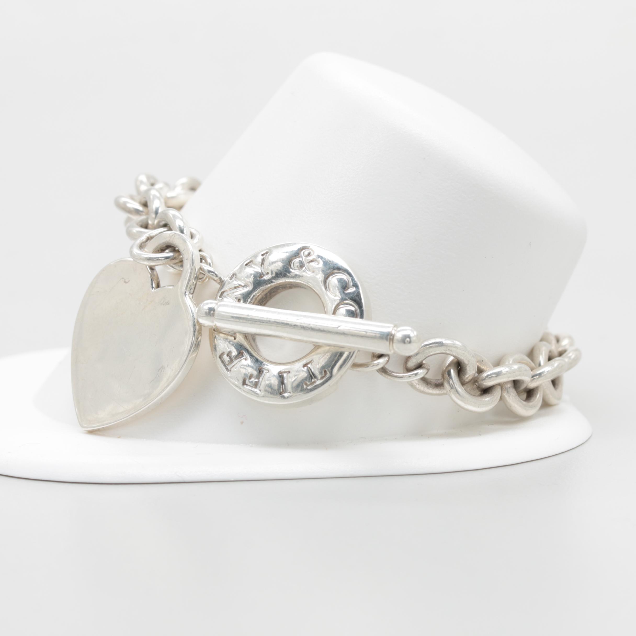 Retired Tiffany & Co. Sterling Silver Heart Charm Bracelet