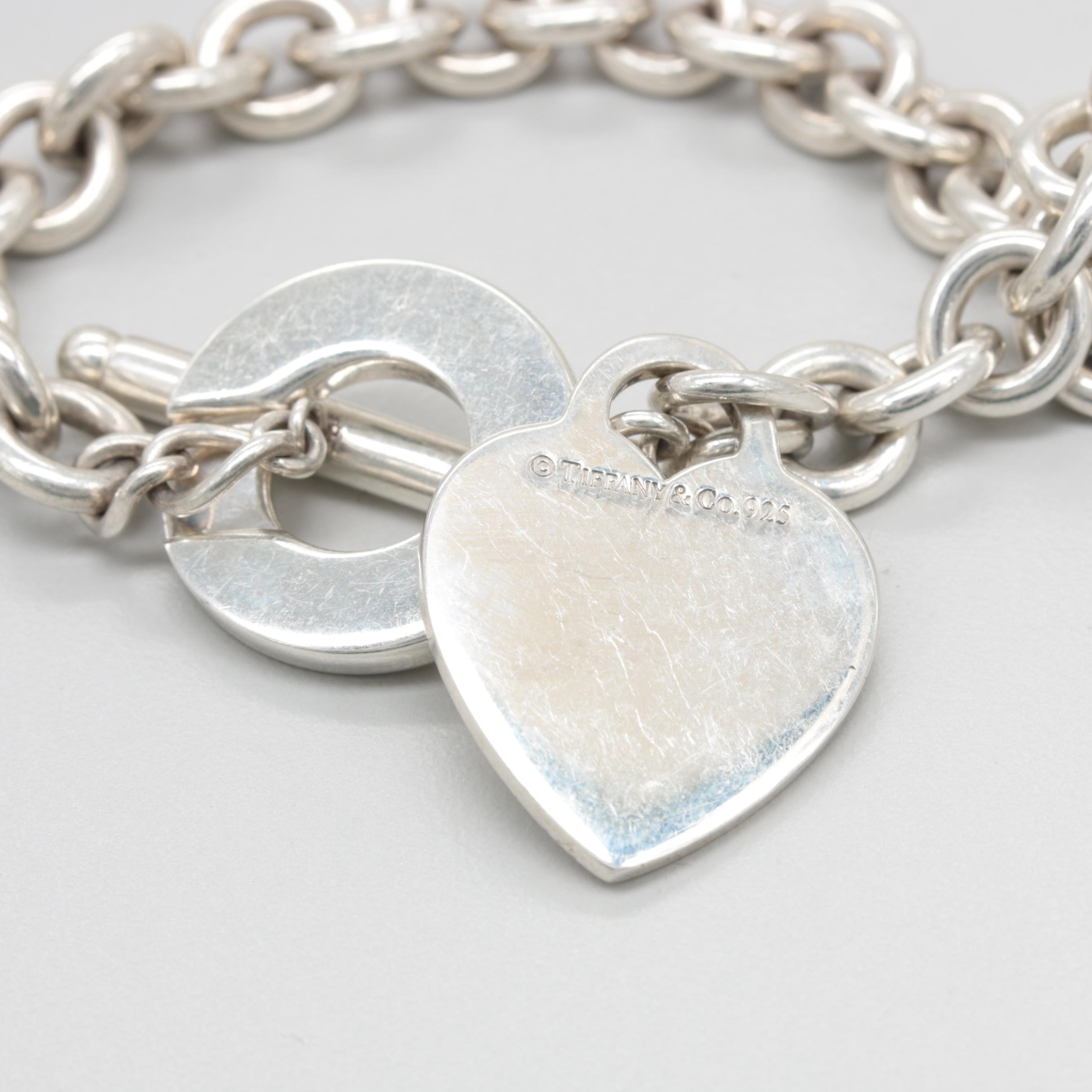 Retired Tiffany & Co. Sterling Silver Heart Charm Bracelet