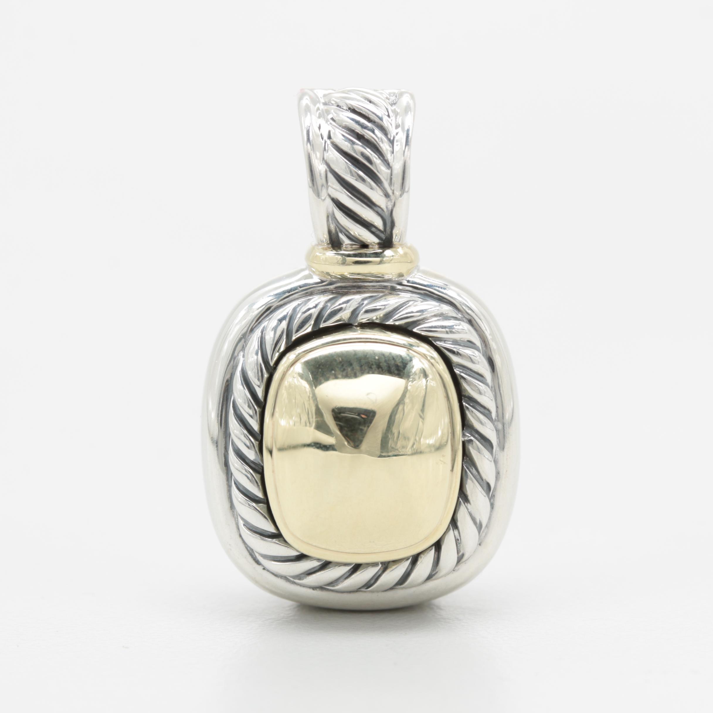 David Yurman Sterling Silver with 14K Yellow Gold Enhancer Pendant