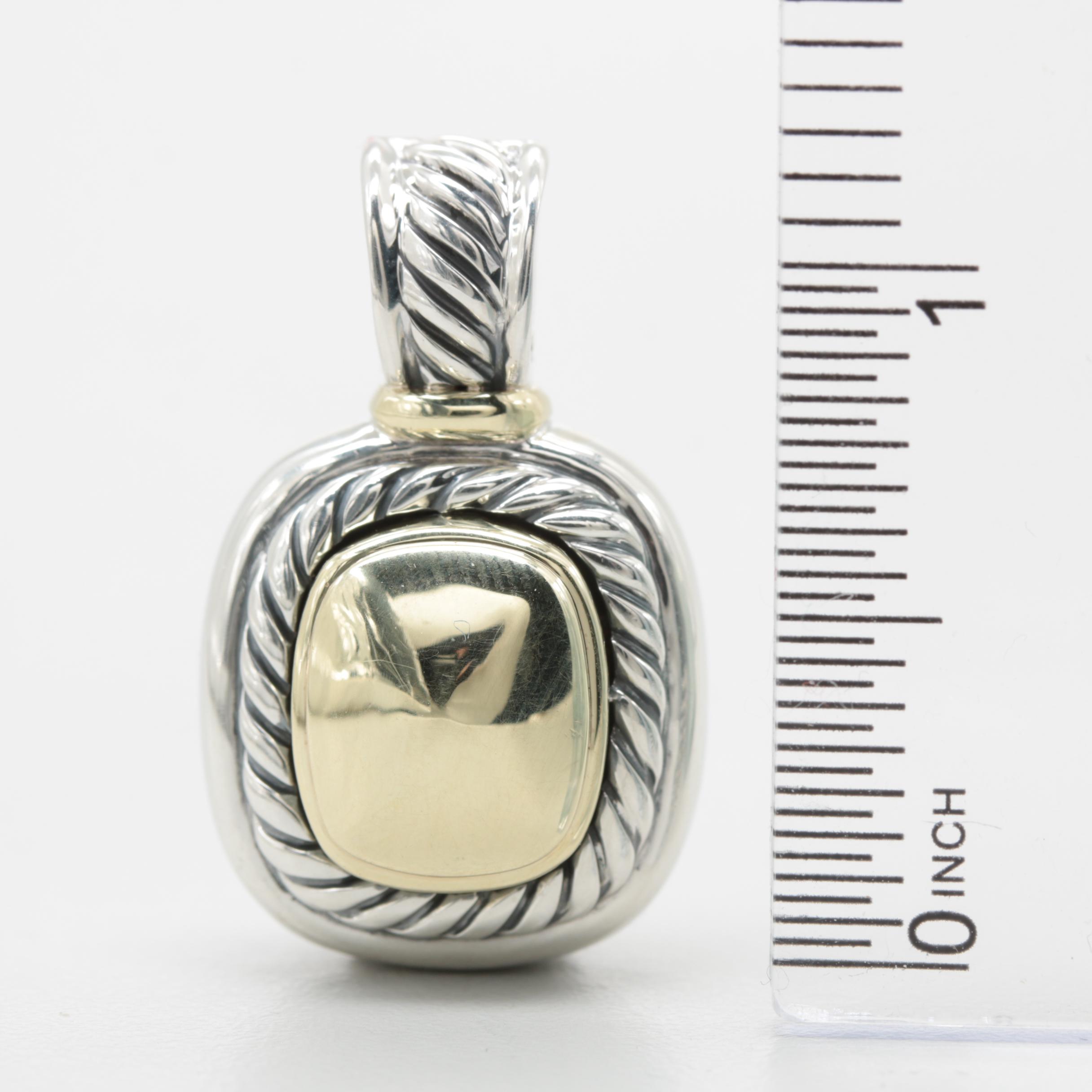 David Yurman Sterling Silver with 14K Yellow Gold Enhancer Pendant