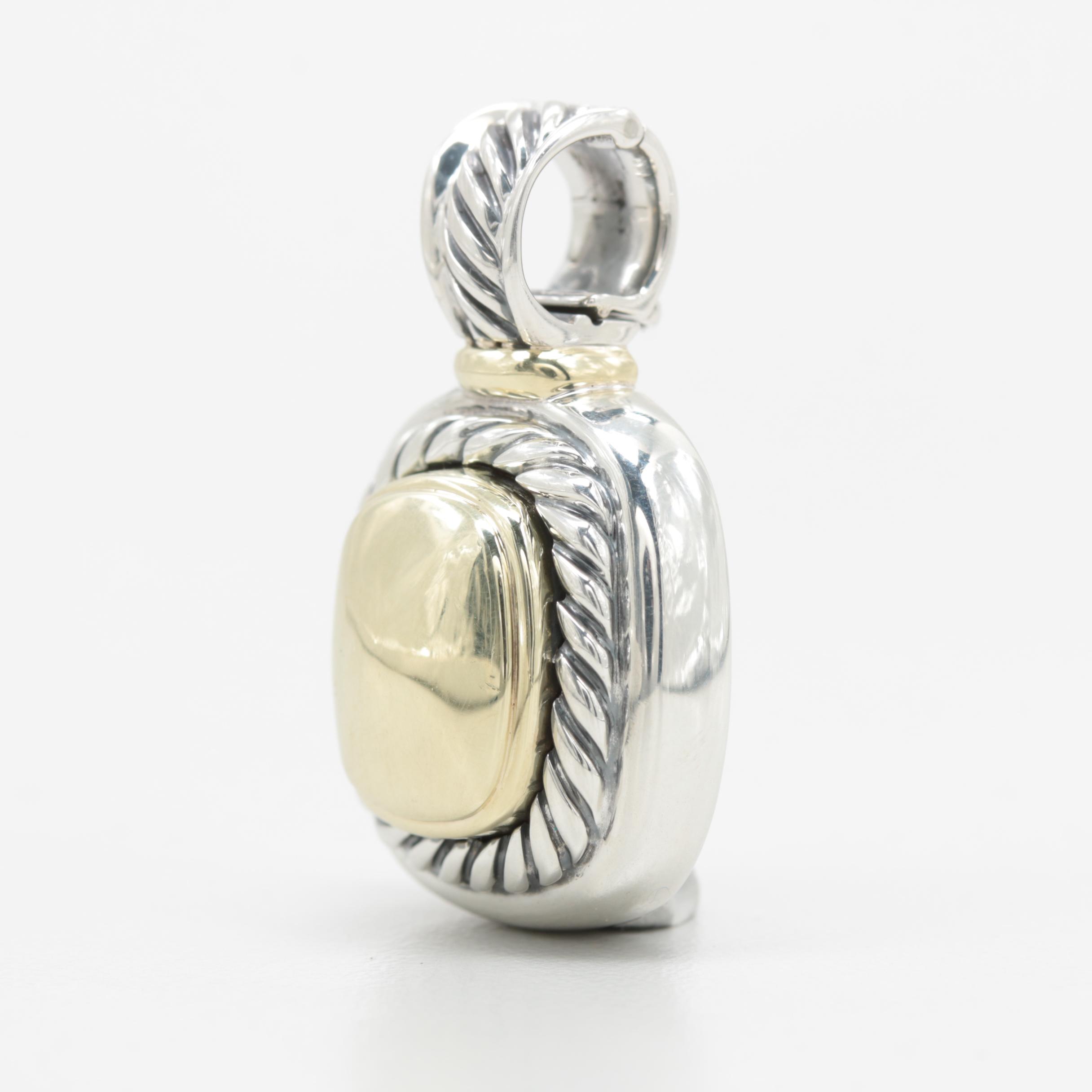 David Yurman Sterling Silver with 14K Yellow Gold Enhancer Pendant