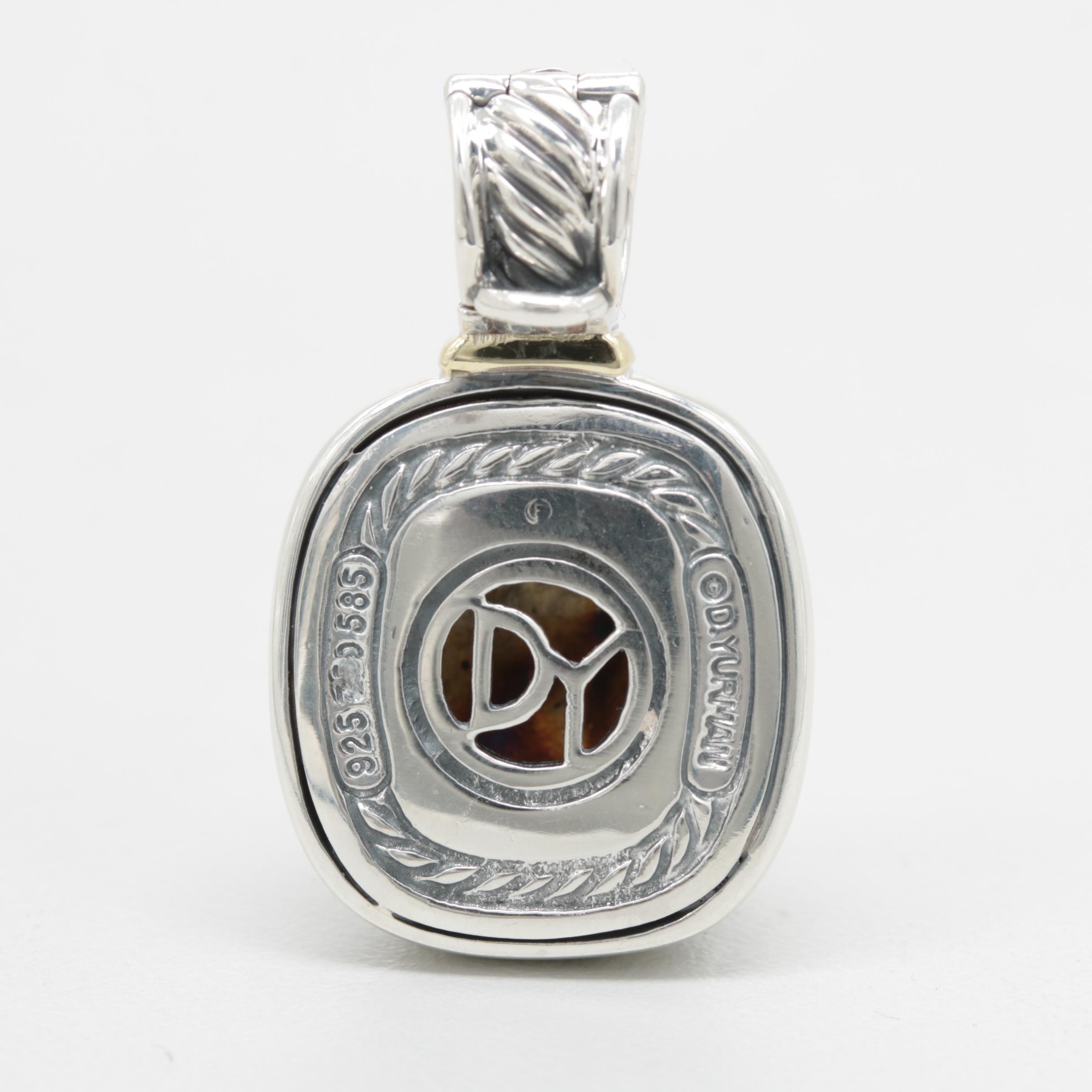 David Yurman Sterling Silver with 14K Yellow Gold Enhancer Pendant