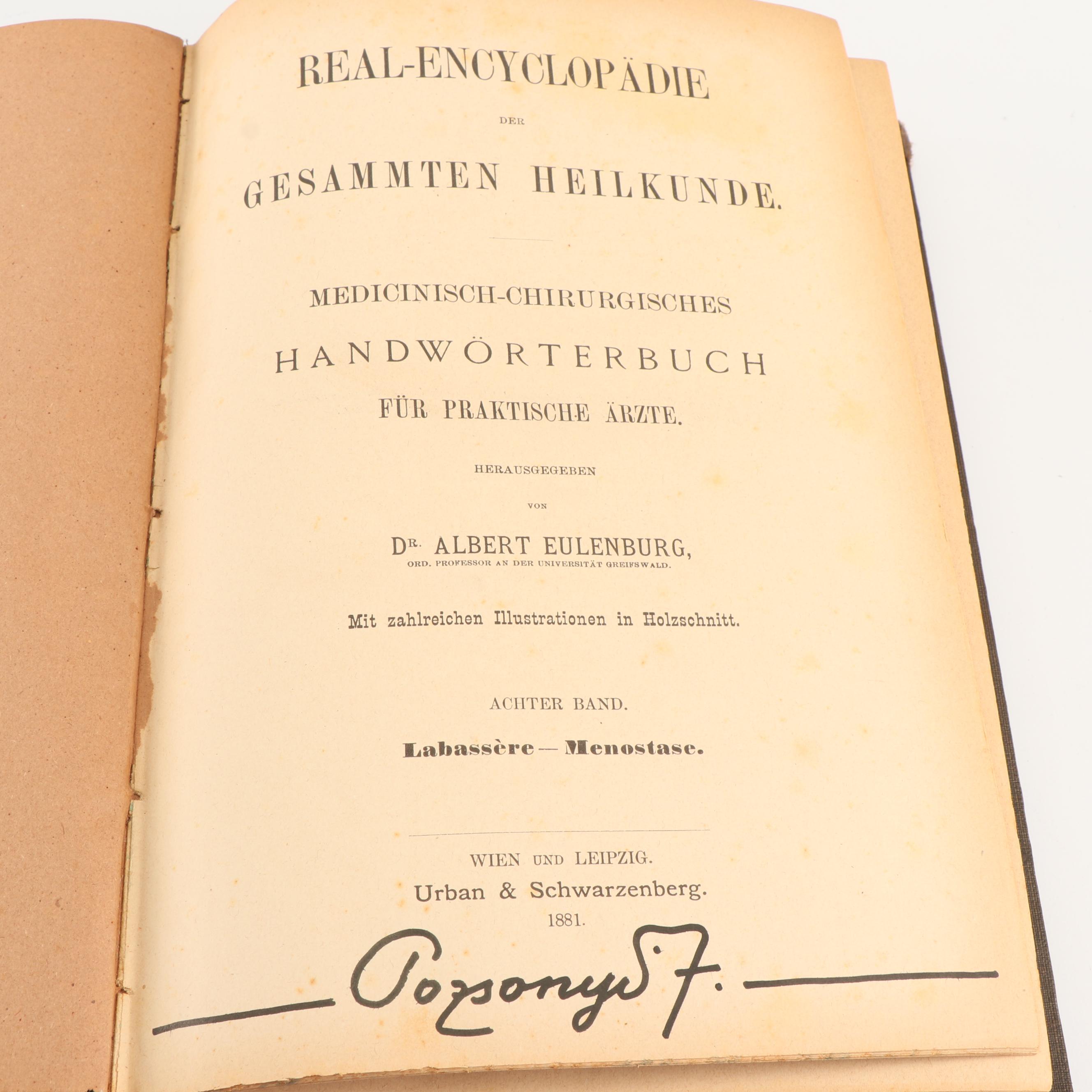 1881 "Real-Encyclopädie der Gesammten Heilkunde" and Other Books