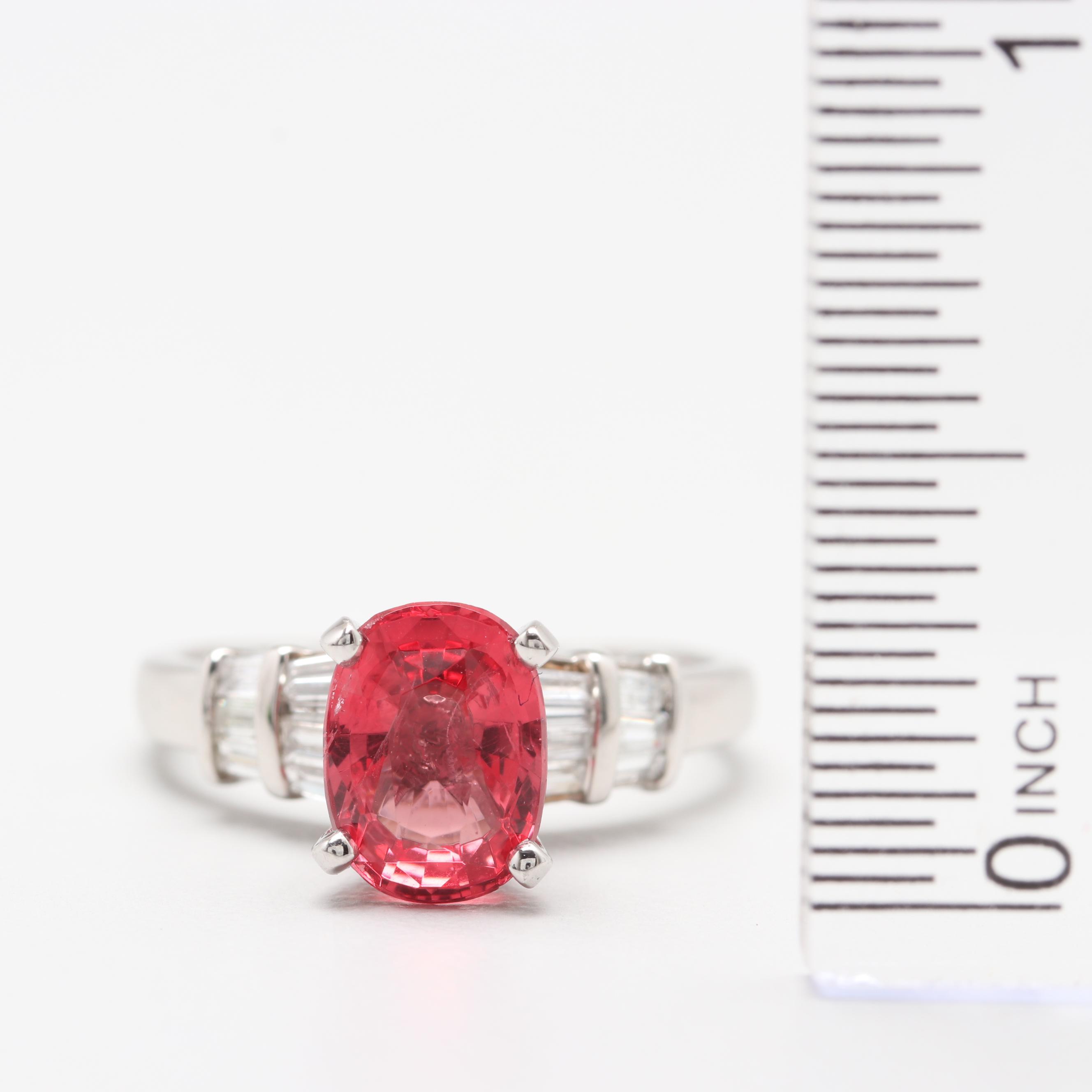 Platinum 1.82 CT Natural Spinel and Diamond Ring with GIA Report