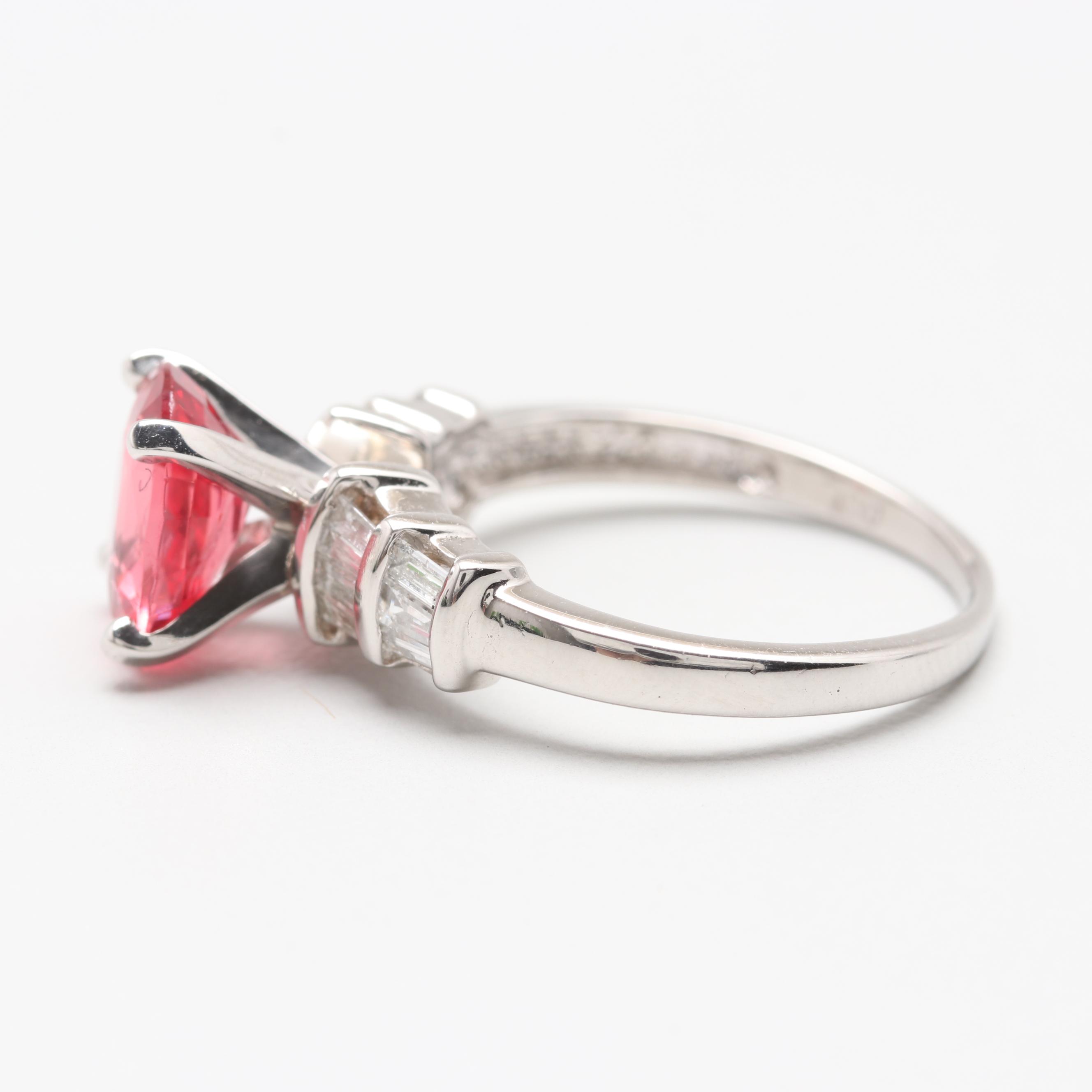 Platinum 1.82 CT Natural Spinel and Diamond Ring with GIA Report