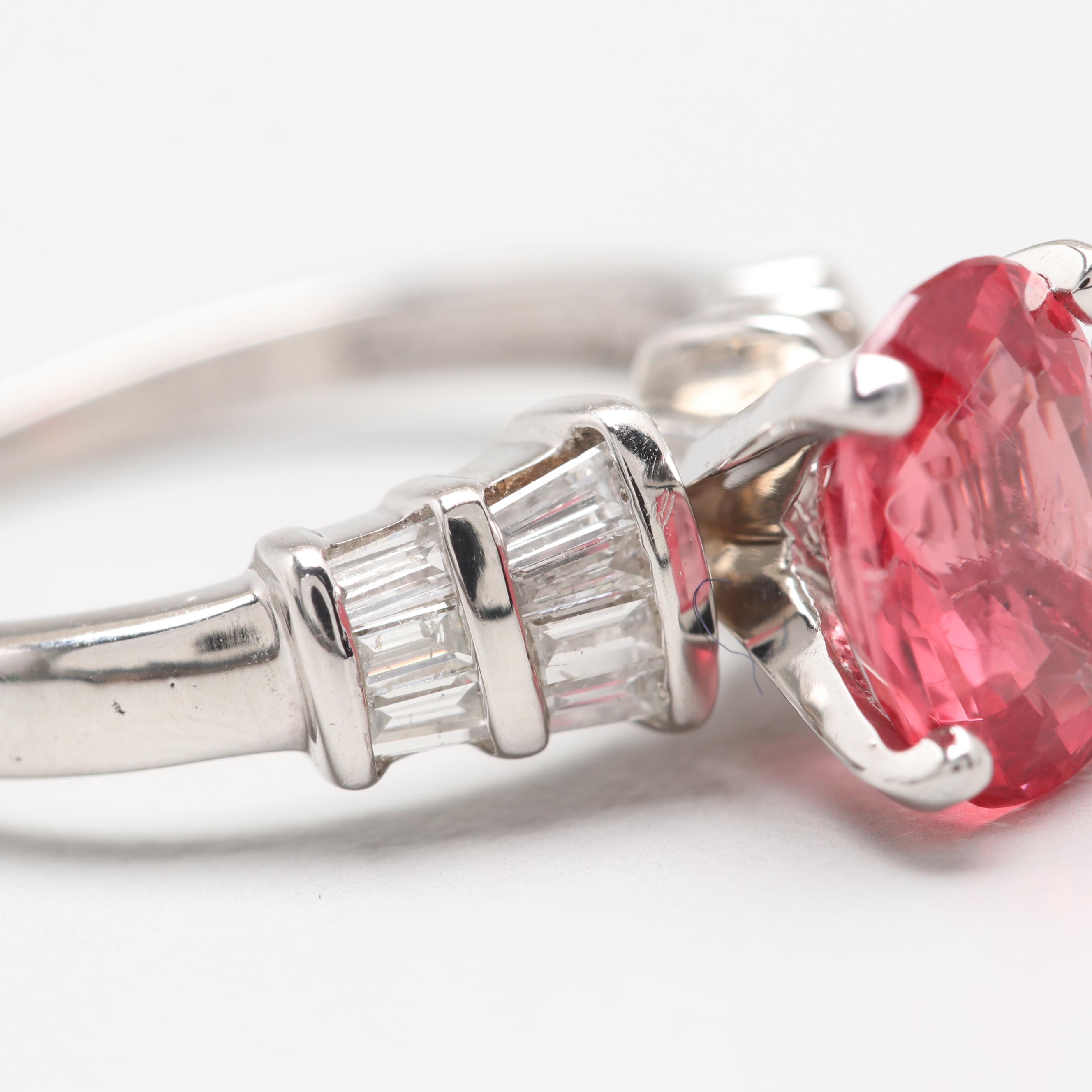 Platinum 1.82 CT Natural Spinel and Diamond Ring with GIA Report