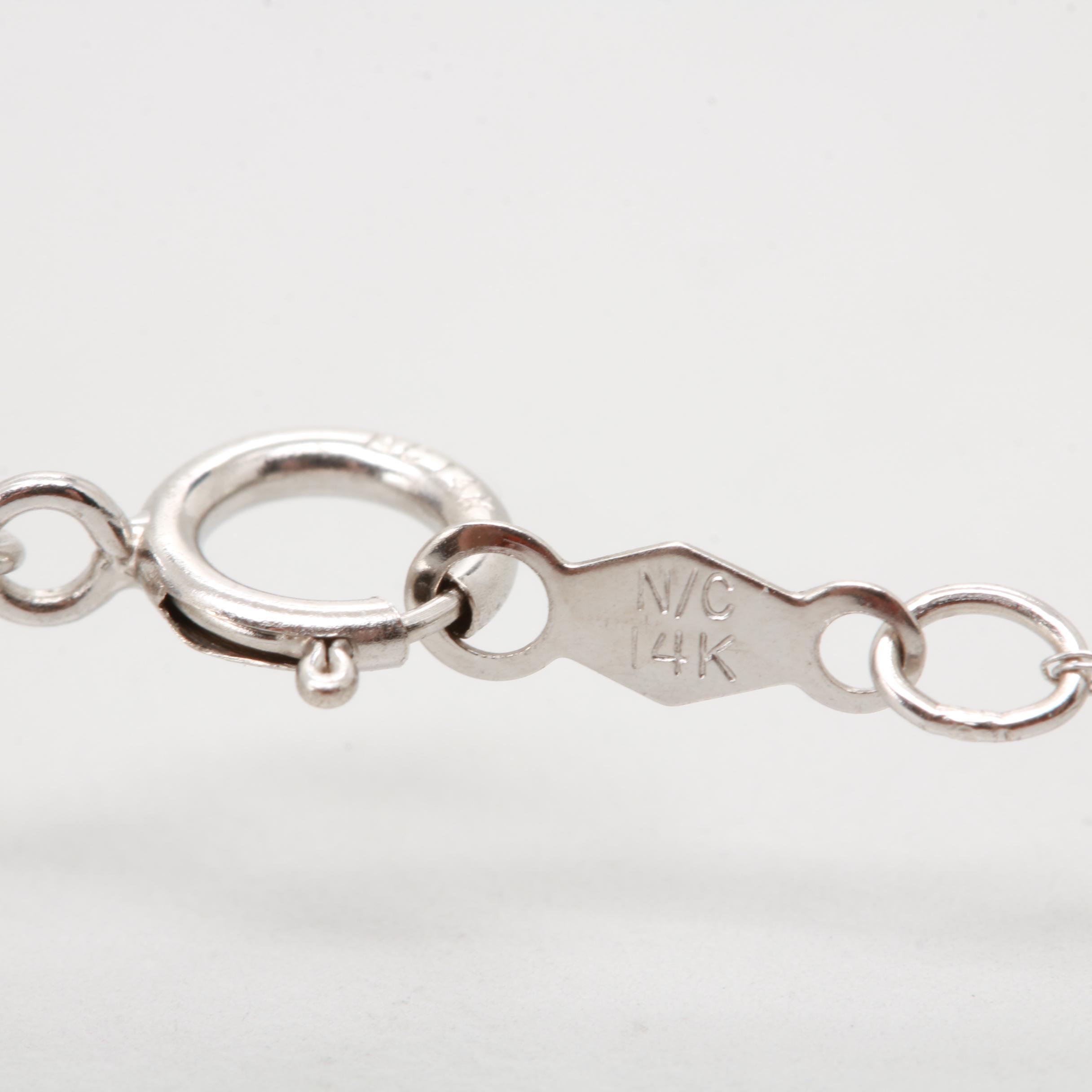 Sterling Silver and 14K White Gold Blue Diamond Necklace