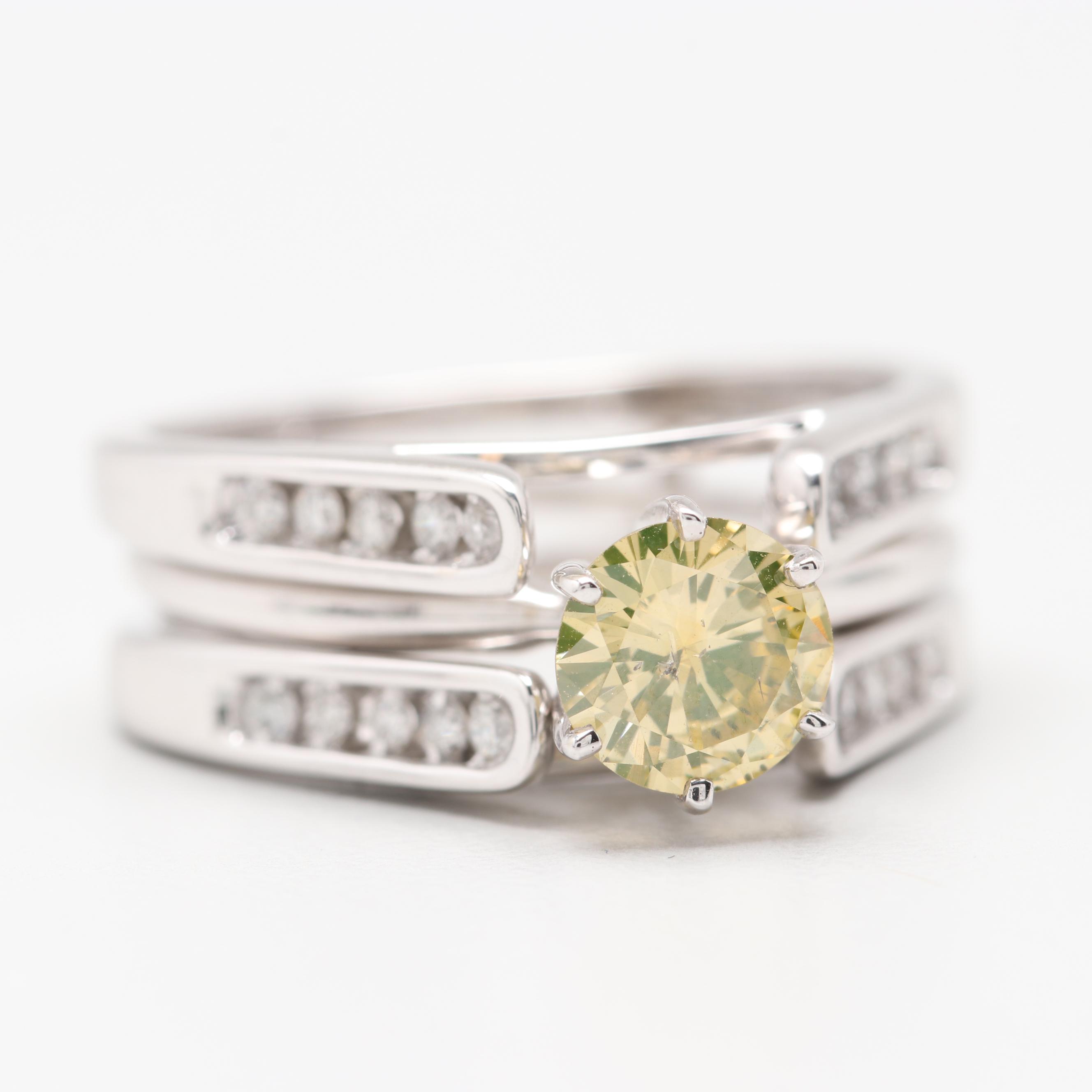 14K White Gold 1.01 CTW Diamond Solitaire Ring with Jacket