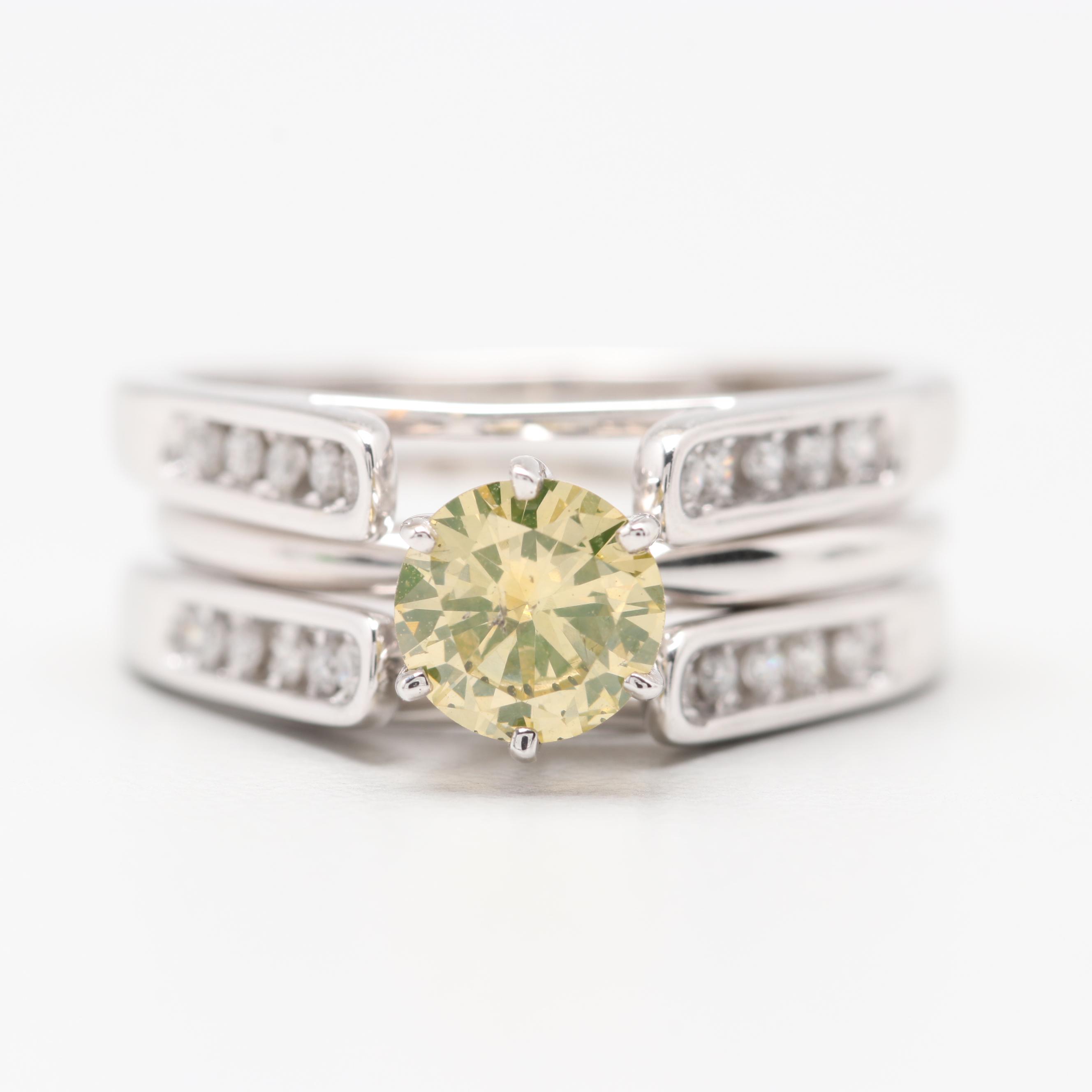 14K White Gold 1.01 CTW Diamond Solitaire Ring with Jacket