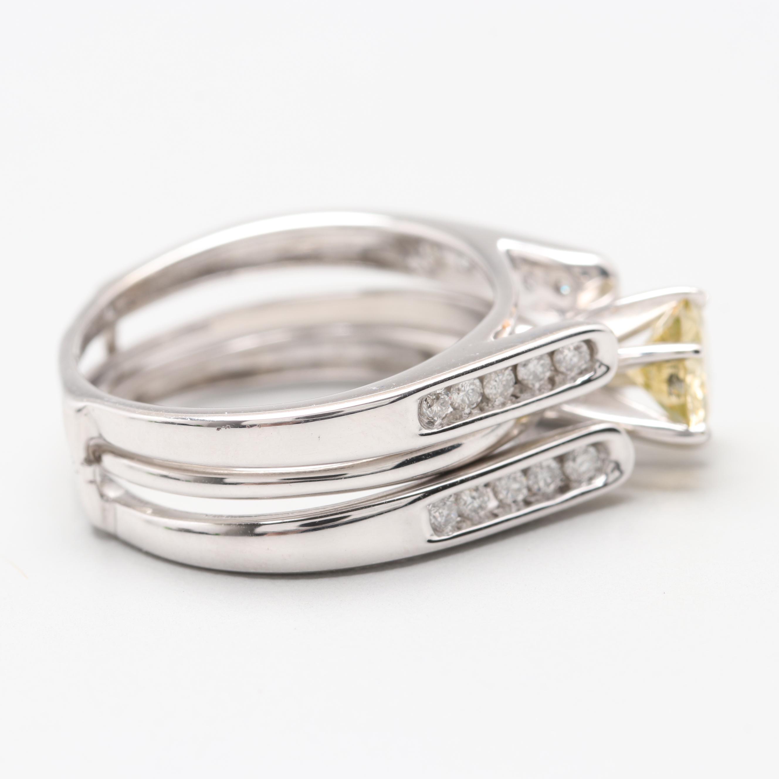 14K White Gold 1.01 CTW Diamond Solitaire Ring with Jacket