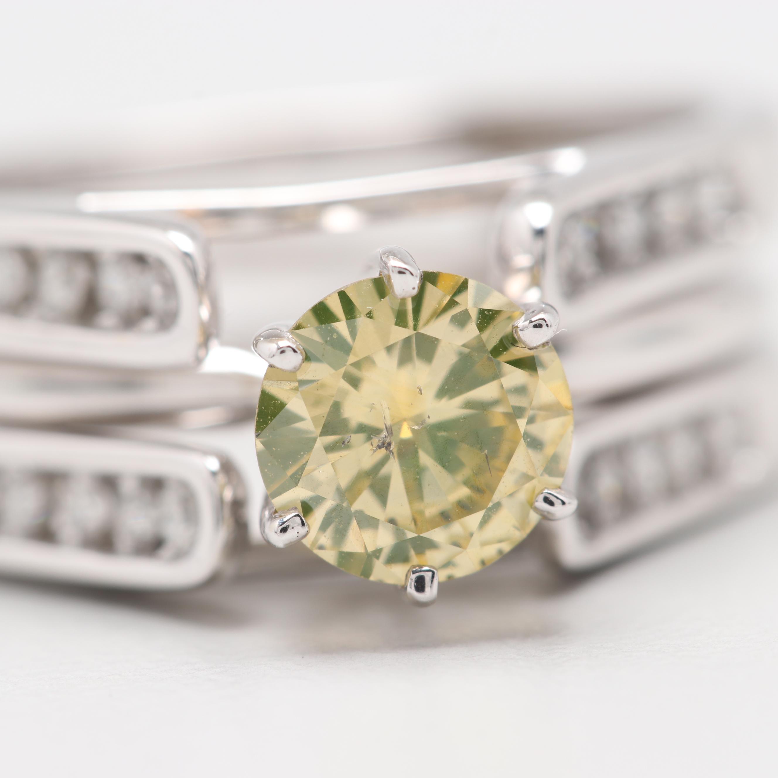 14K White Gold 1.01 CTW Diamond Solitaire Ring with Jacket