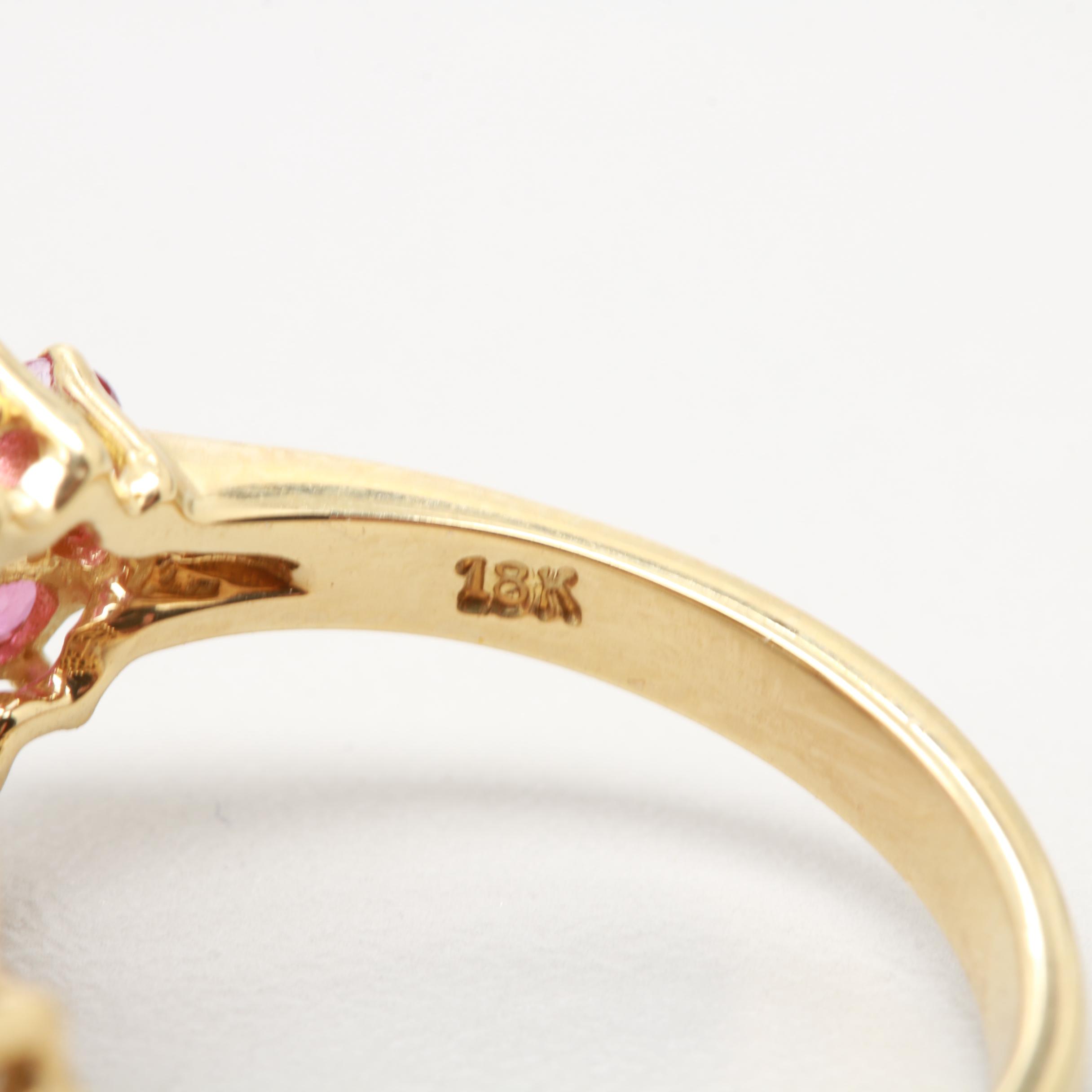 Carl K. Gumpert 18K Yellow Gold Ruby and 1.04 CTW Diamond Cluster Ring