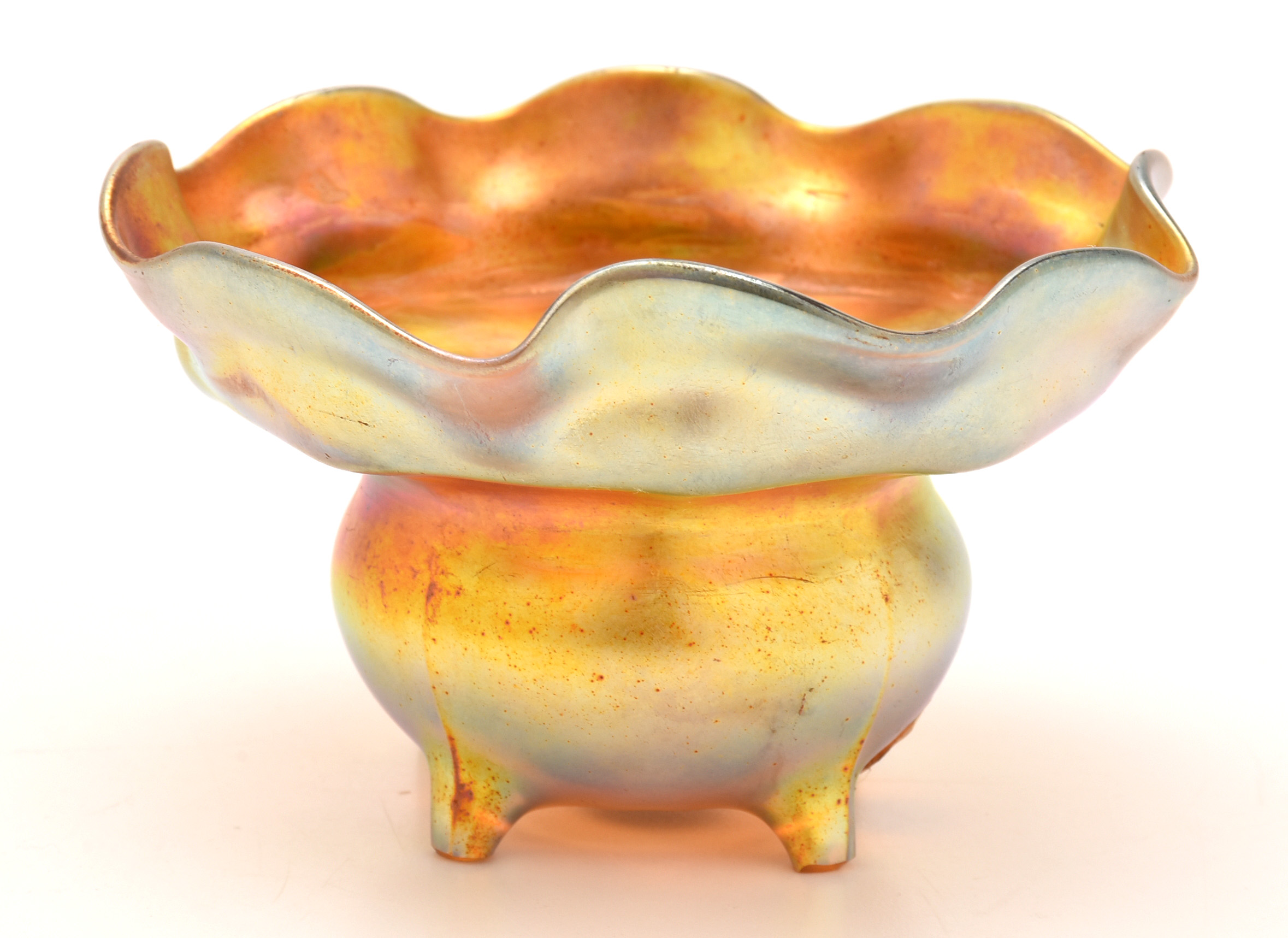 Tiffany Studios Favrile Glass Footed Bowl