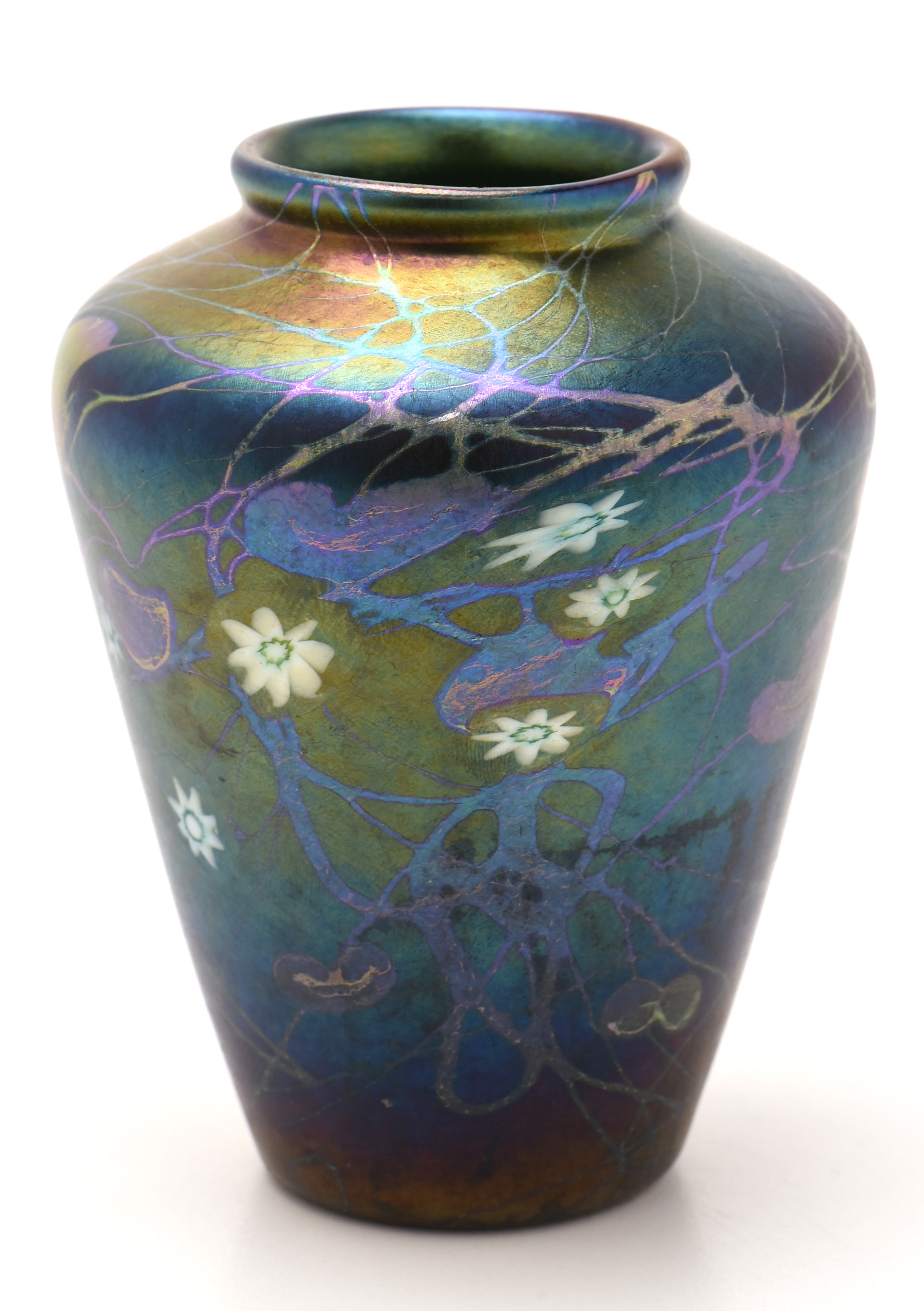 Tiffany Studios Blue Millefiori Favrile Glass Vase